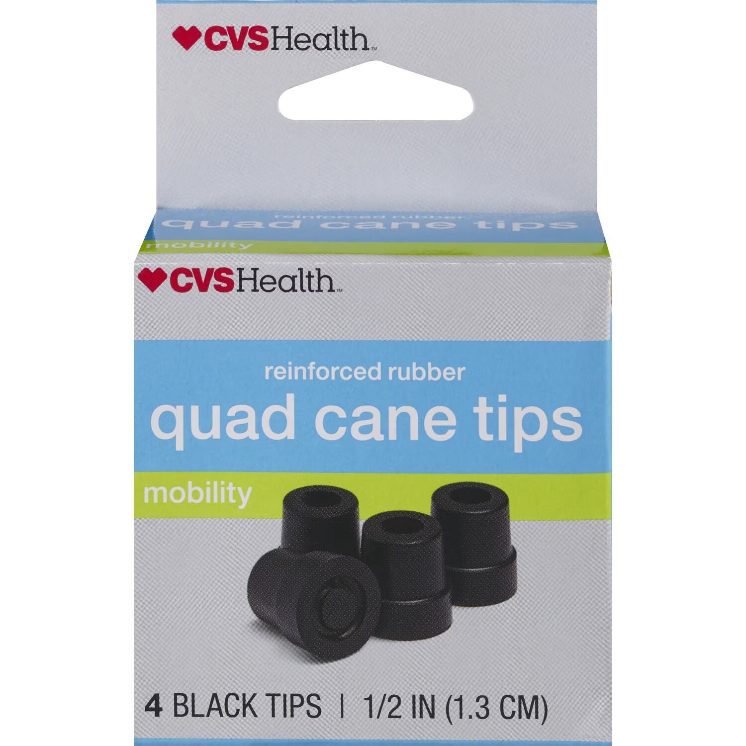 slide 3 of 6, CVS Health Small Base Quad Cane Tips, 1/2"", 1 ct