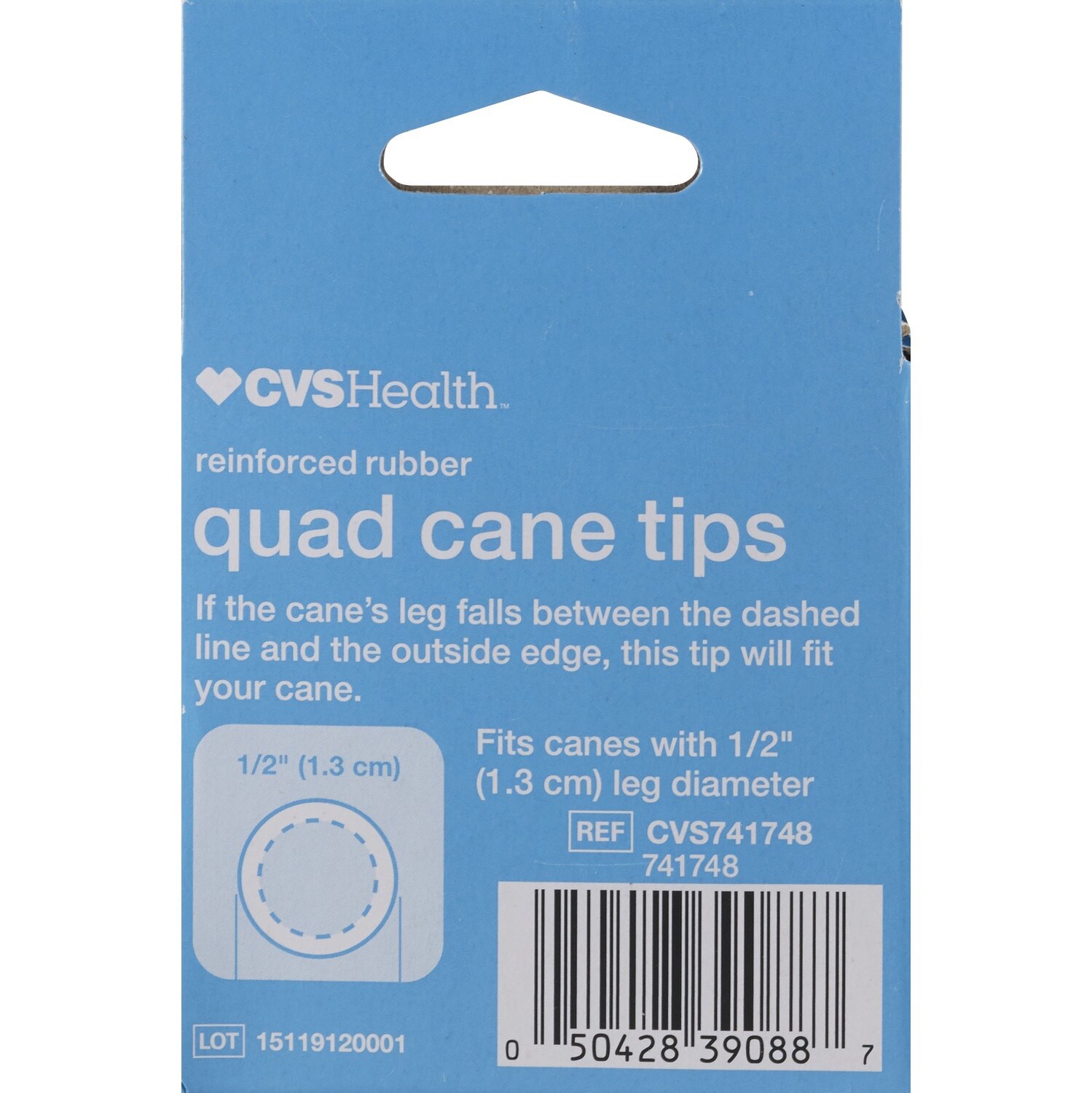 slide 2 of 6, CVS Health Small Base Quad Cane Tips, 1/2"", 1 ct