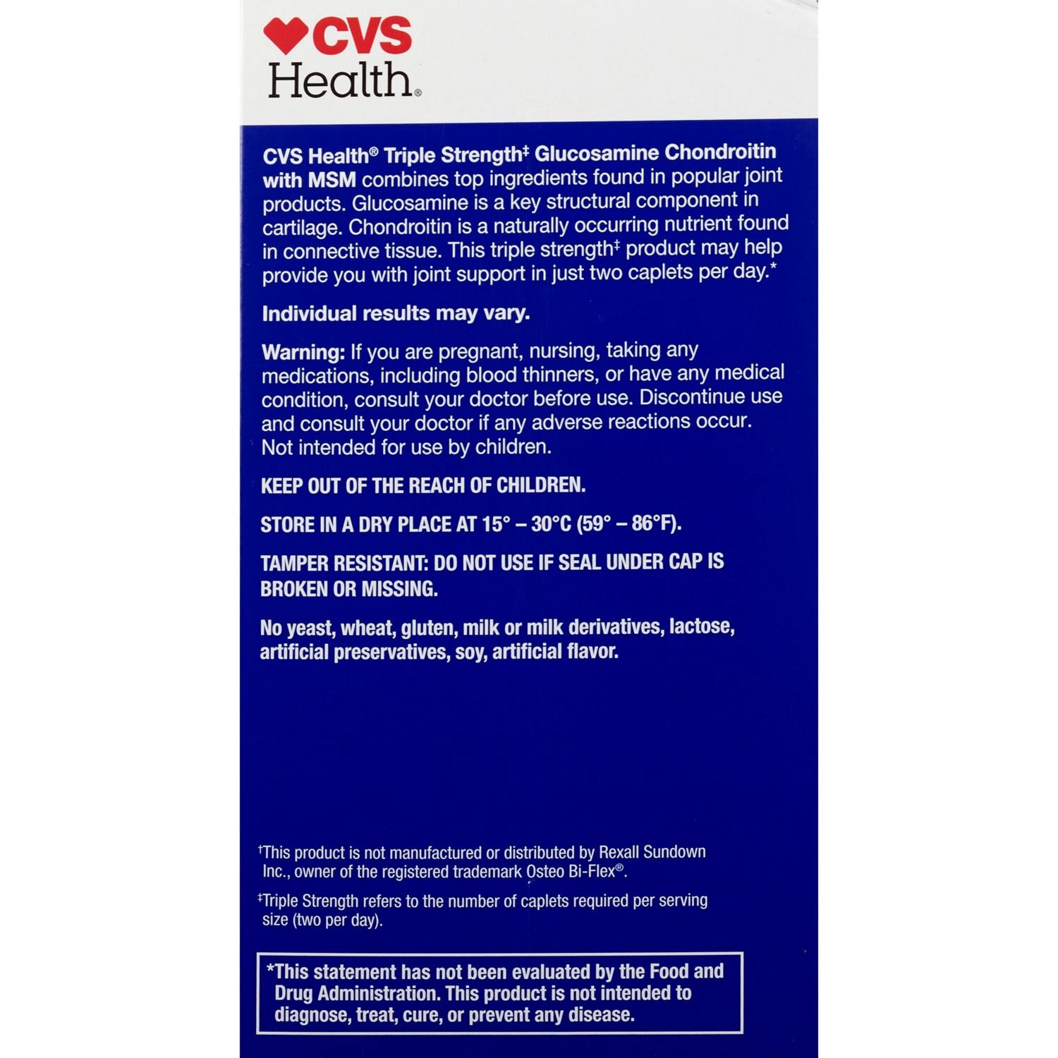 slide 2 of 6, CVS Health Glucosamine Chondroitin With Msm Caplets, 120 Ct, 1 ct