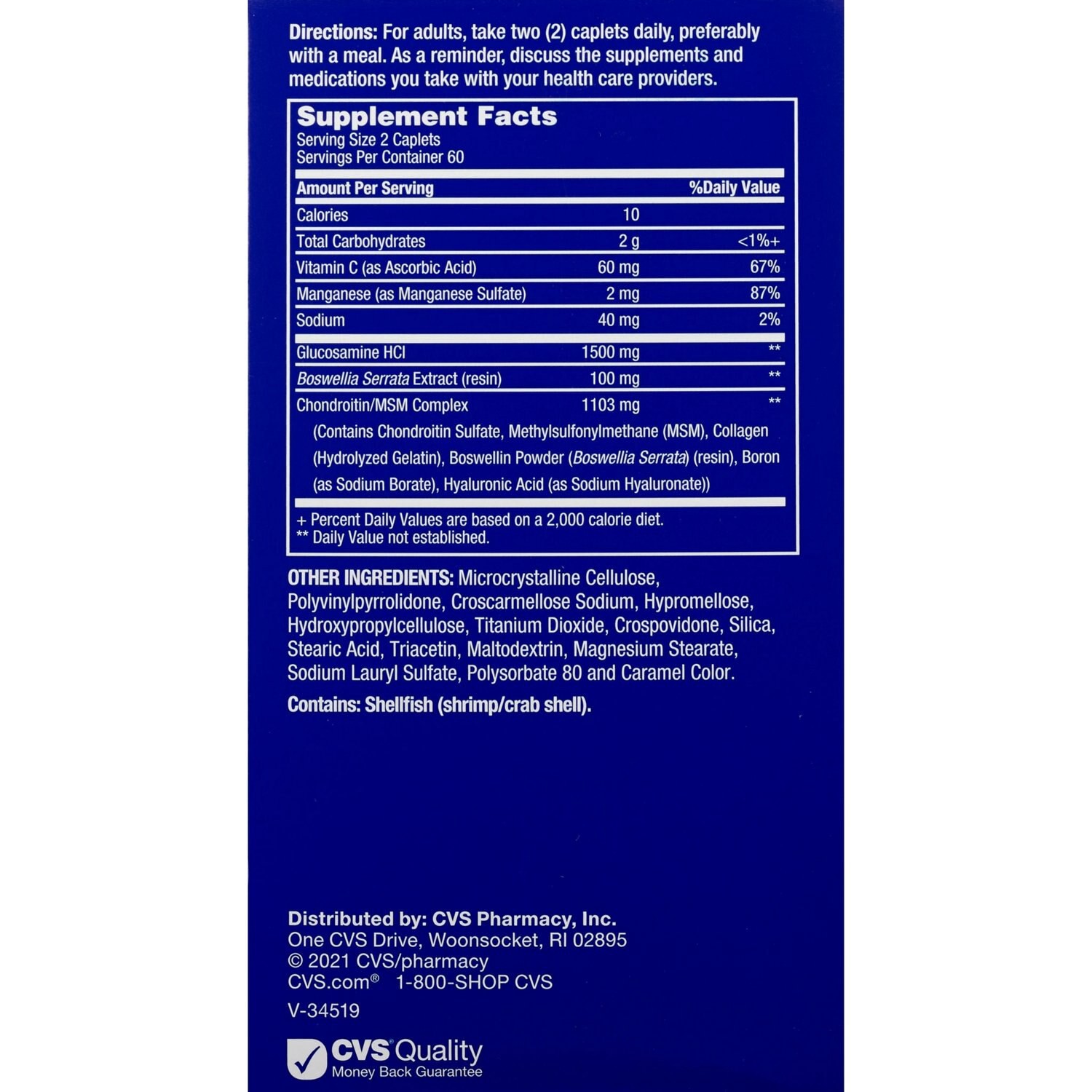 slide 4 of 6, CVS Health Glucosamine Chondroitin With Msm Caplets, 120 Ct, 1 ct