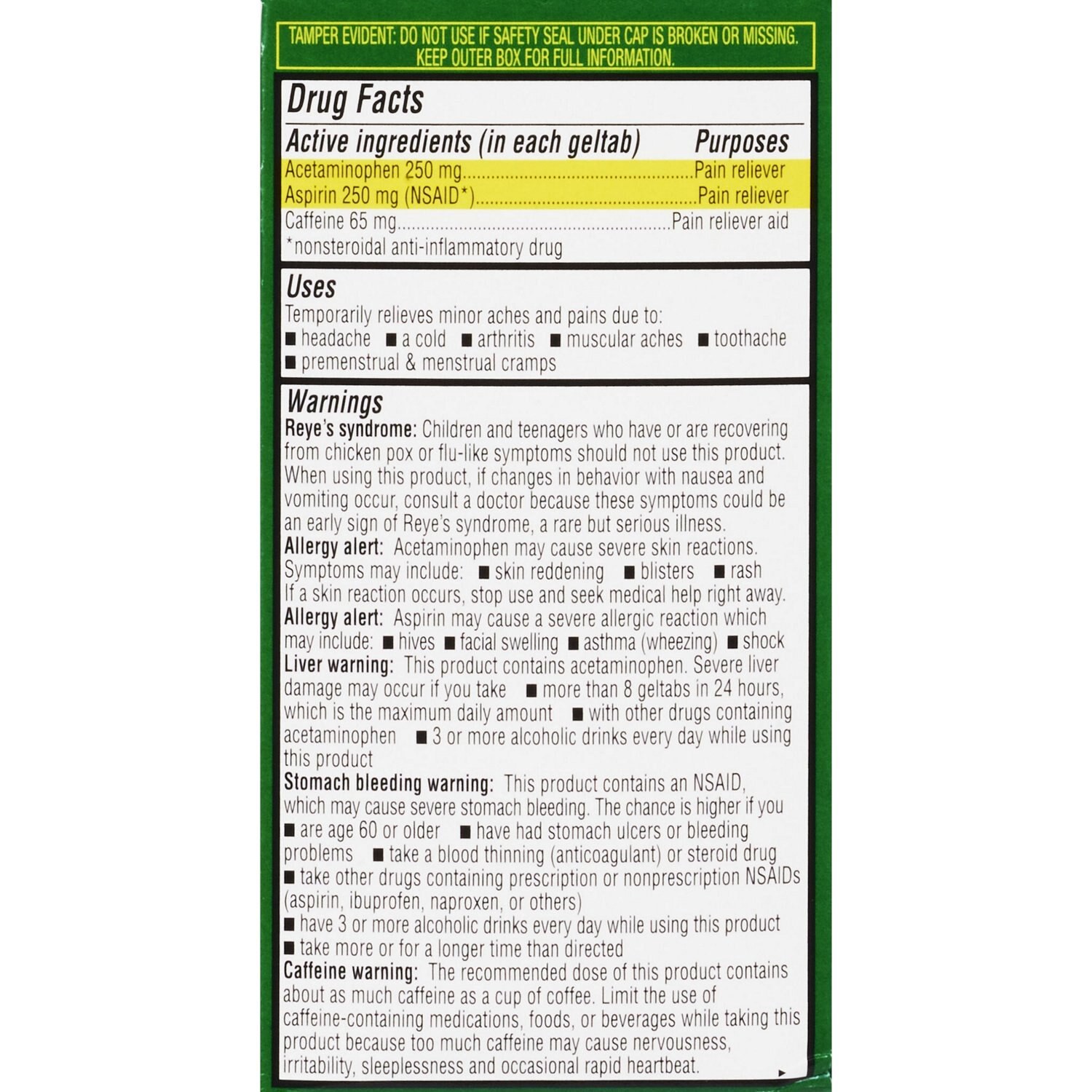 slide 5 of 6, Cvs Health Extra Strength Headache Relief Acetaminophen, Aspirin (Nsaid) & Caffeine Geltabs, 80 Ct, 1 ct