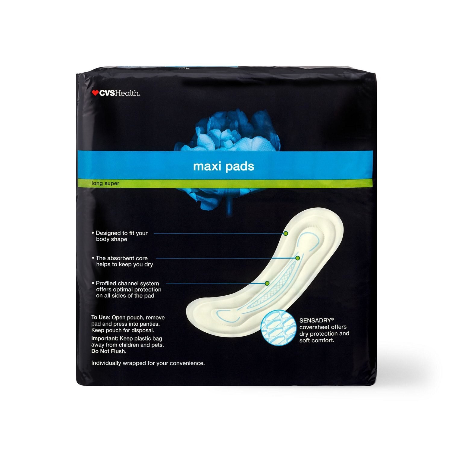 slide 5 of 7, CVS Health Maxi Pads, Long Super, 42 Ct, 1 ct