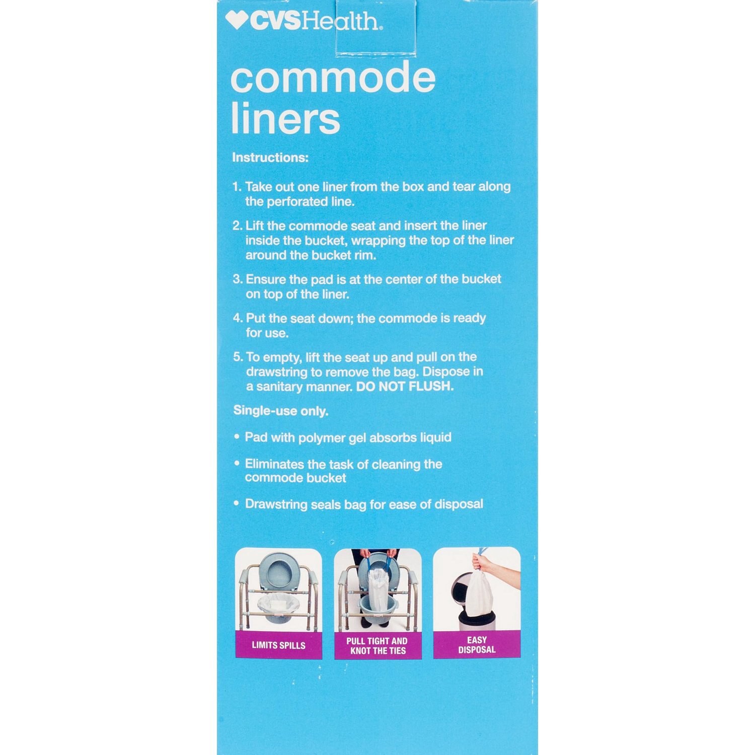 slide 4 of 6, CVS Health Commode Liner With Super Absorbent Pad, 12 Ct, 1 ct