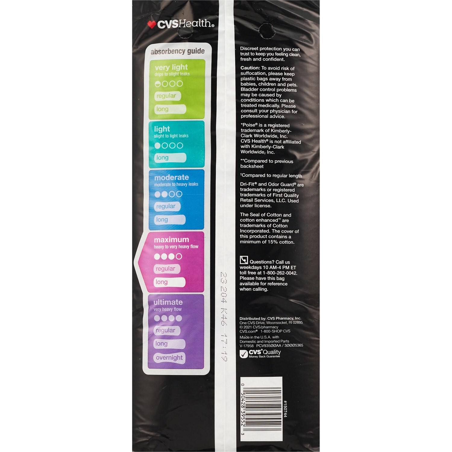 slide 4 of 4, Cvs Health Women's Protective Pads Maximum Absorbency, Long, 39 Ct, 1 ct