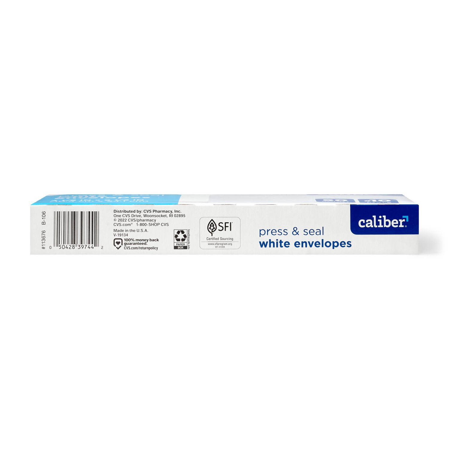 slide 4 of 4, Caliber Cailber Press & Seal White Envelops, 50 Ct, 1 ct