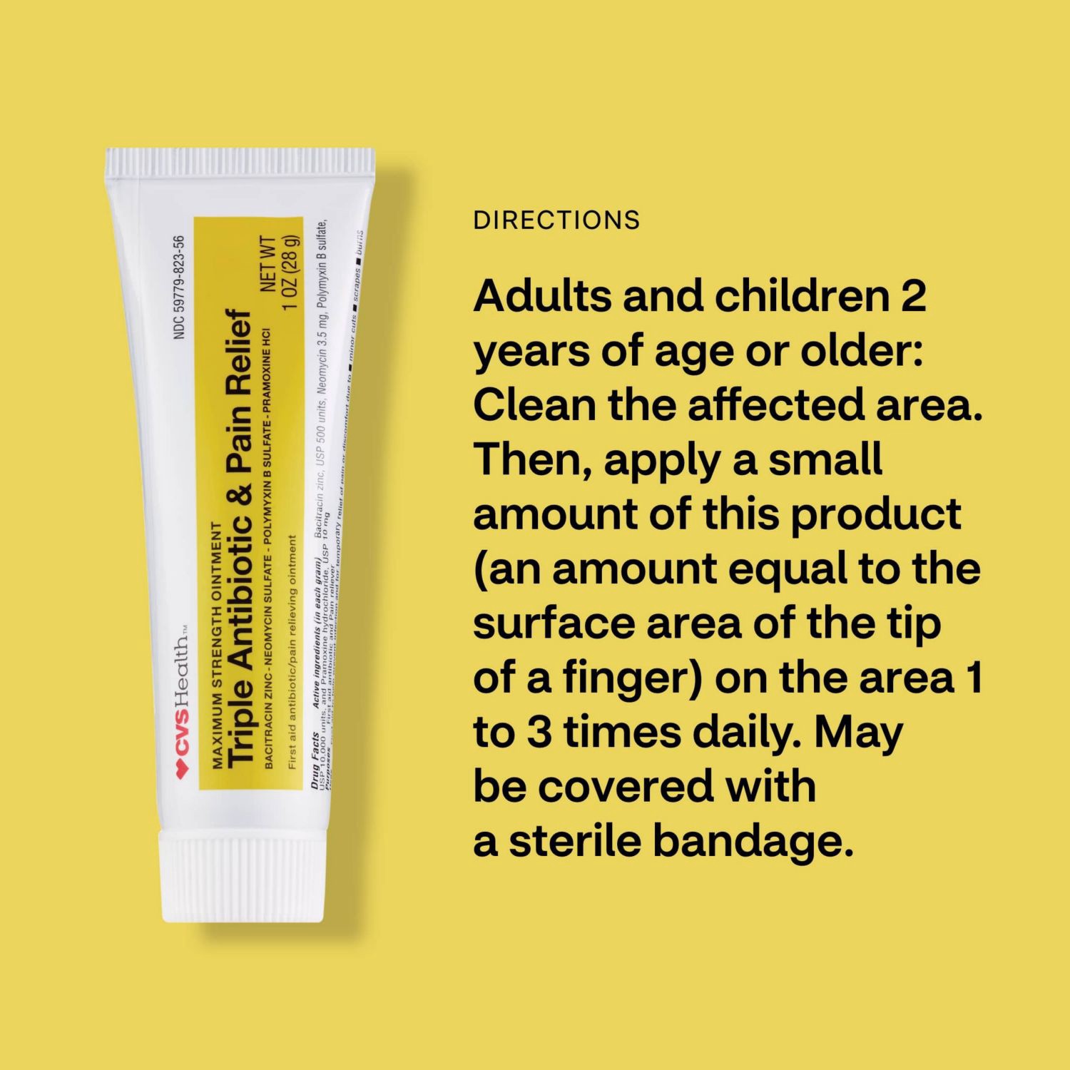 slide 9 of 13, CVS Health Triple Antibiotic & Pain Relief Maximum Strength Ointment, 1 Oz, 1 ct