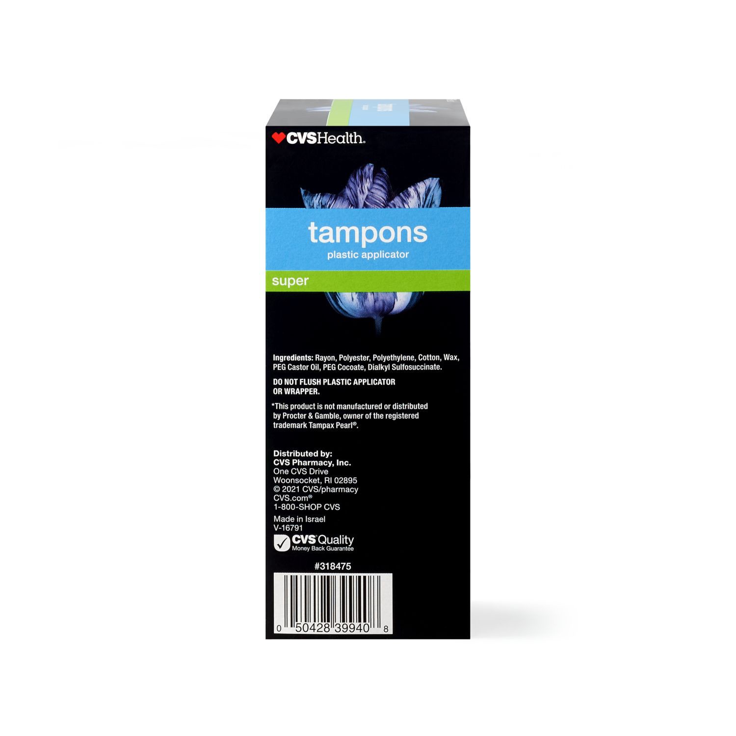 slide 6 of 6, CVS Health Plastic Tampons, Unscented, Super, 18 Ct, 1 ct