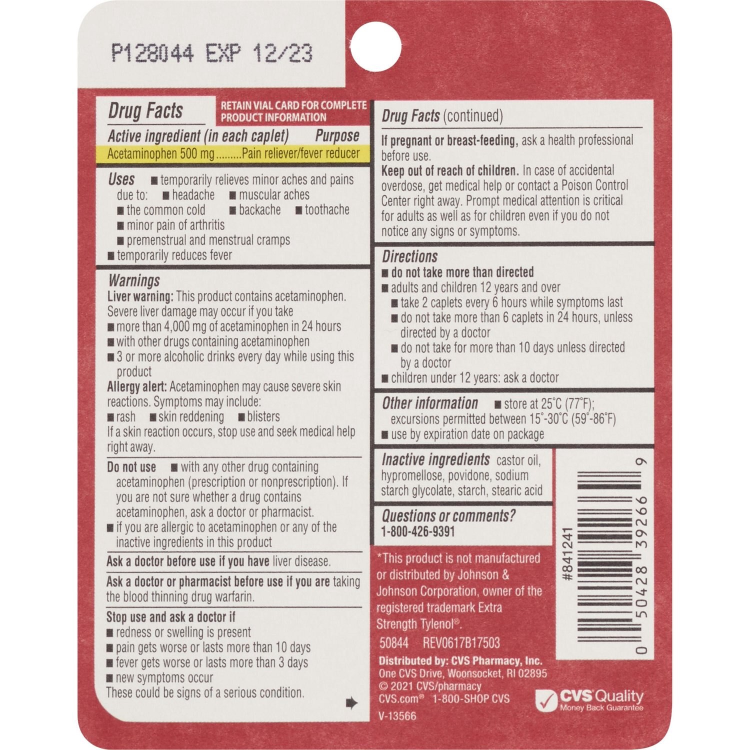 slide 2 of 3, CVS Health Extra Strength Pain Relief Tablets 500 Mg, 10Ct, 1 ct