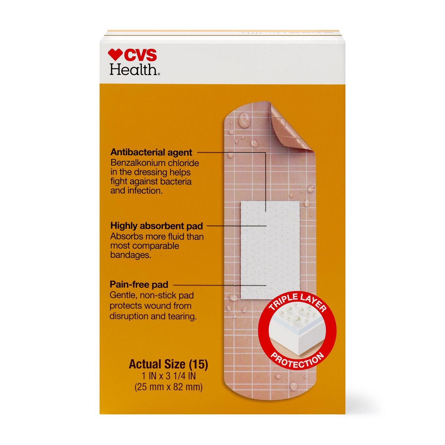 slide 5 of 6, Cvs Health Heavy Duty Waterproof Anti-Bacterial Bandages, One Size, 15 Ct, 1 ct
