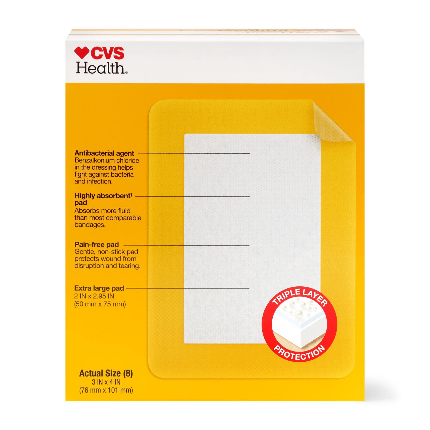 slide 11 of 12, CVS Health Anti-Bacterial Adhesive Pads, Extra Large, 8 Ct, 1 ct