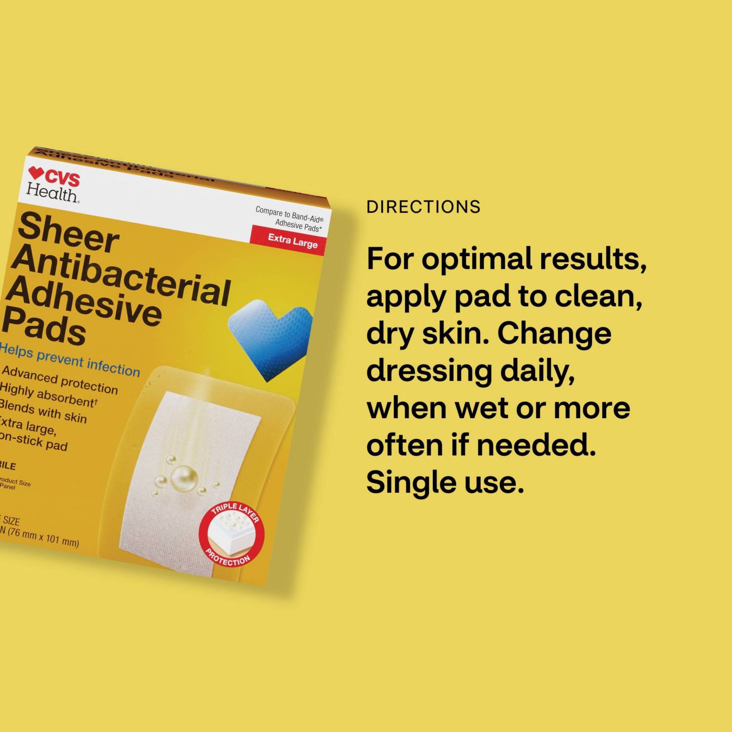 slide 9 of 12, CVS Health Anti-Bacterial Adhesive Pads, Extra Large, 8 Ct, 1 ct