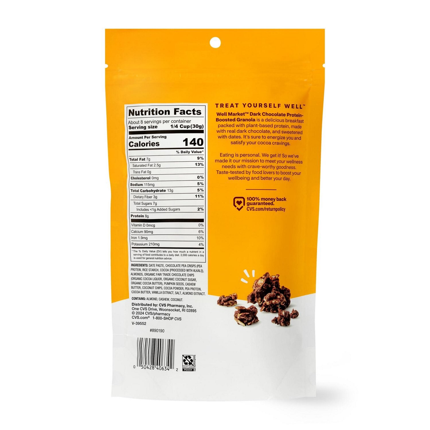 slide 3 of 3, WELL MARKET Dark Chocolate Protein Granola, 8 oz