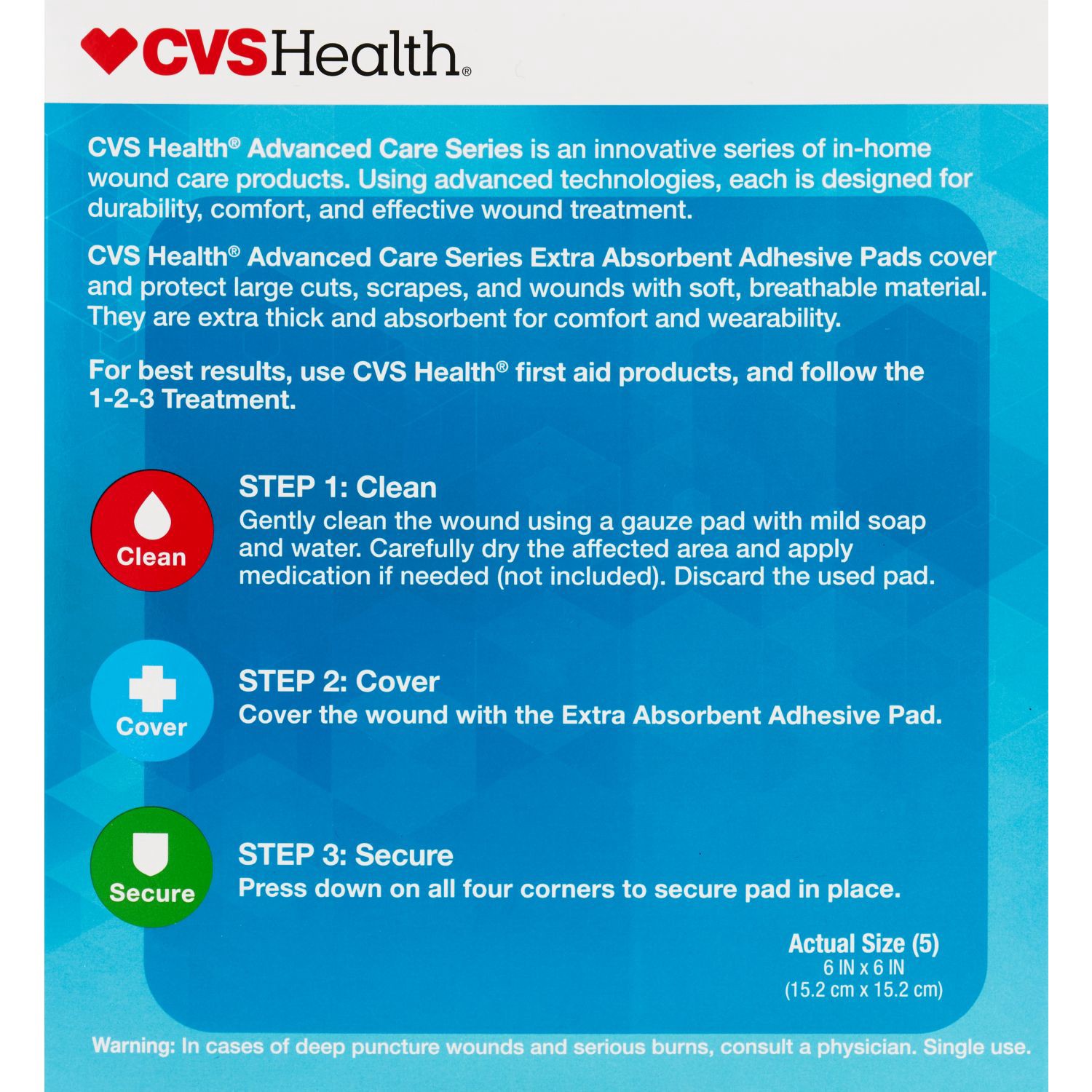 slide 4 of 8, CVS Health Extra Absorbent Adhesive Pads, 5 Ct, 1 ct