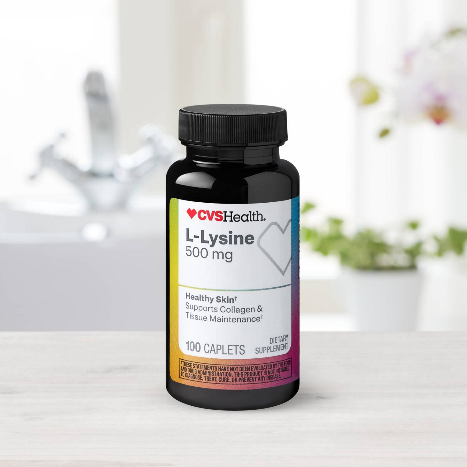 slide 2 of 9, CVS Health L-Lysine Caplets, 100 Ct, 1 ct