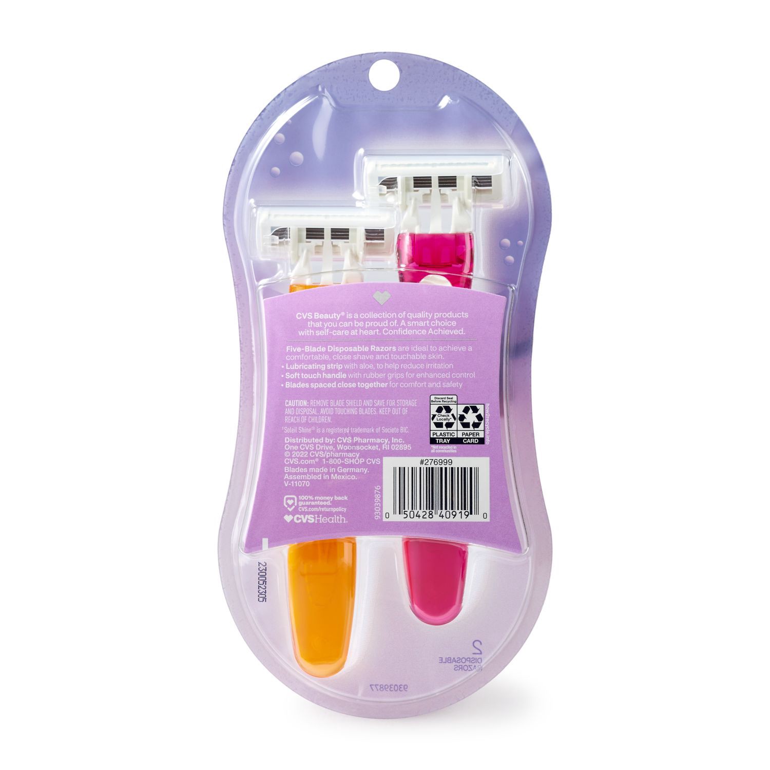slide 4 of 4, CVS Beauty Women's 5 Blade Disposable Razors For Sensitive Skin, 2 Ct, 1 ct