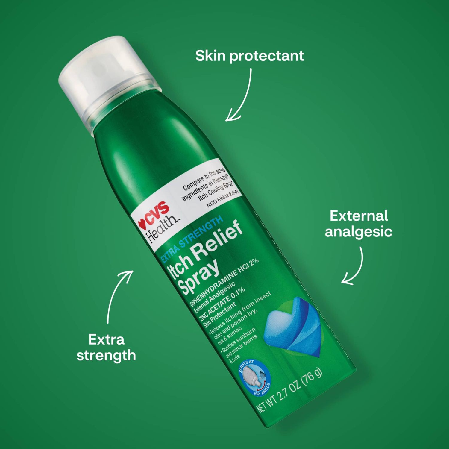 slide 10 of 10, CVS Health Extra Strength Itch Relief Spray, 2.7 Oz, 1 ct