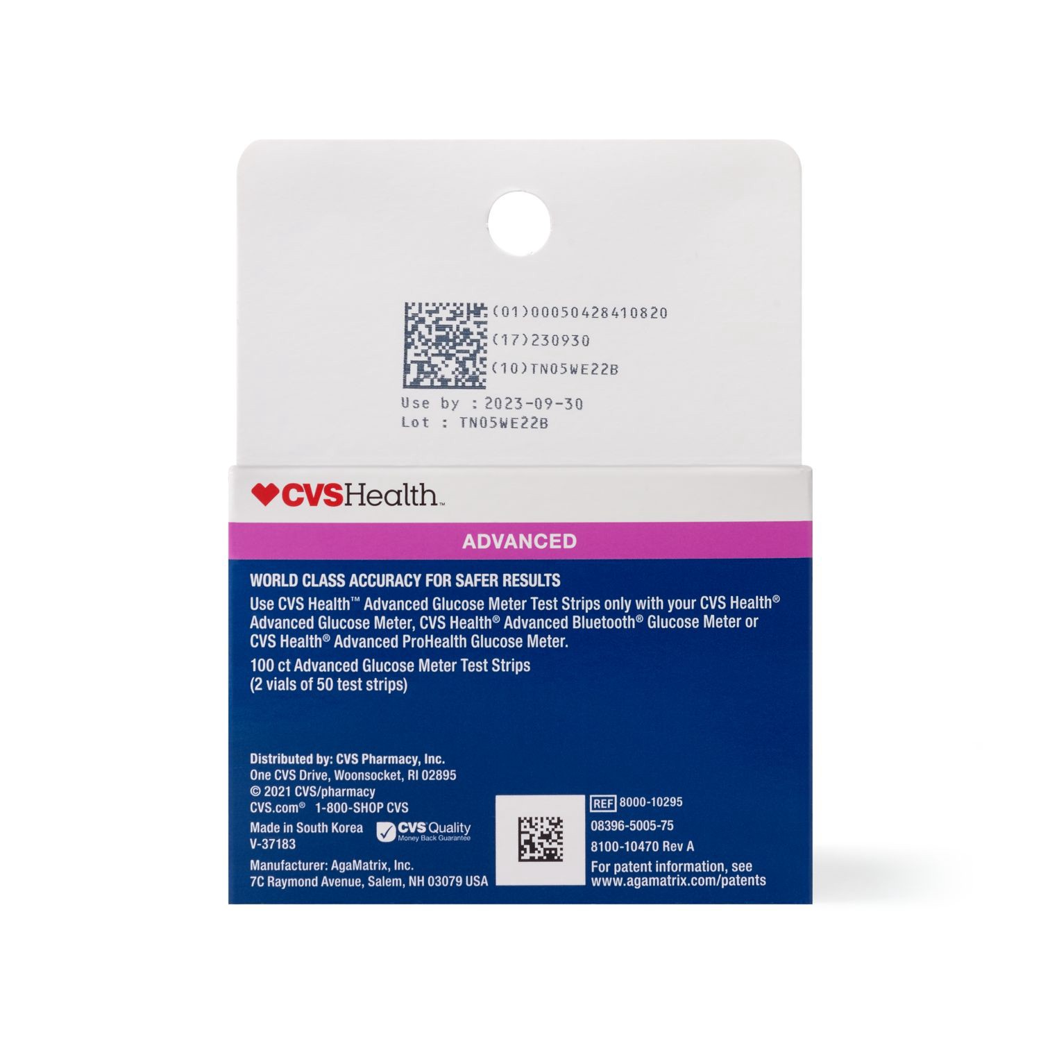 slide 2 of 10, CVS Health Advanced Glucose Meter Test Strips, 100 Ct, 1 ct