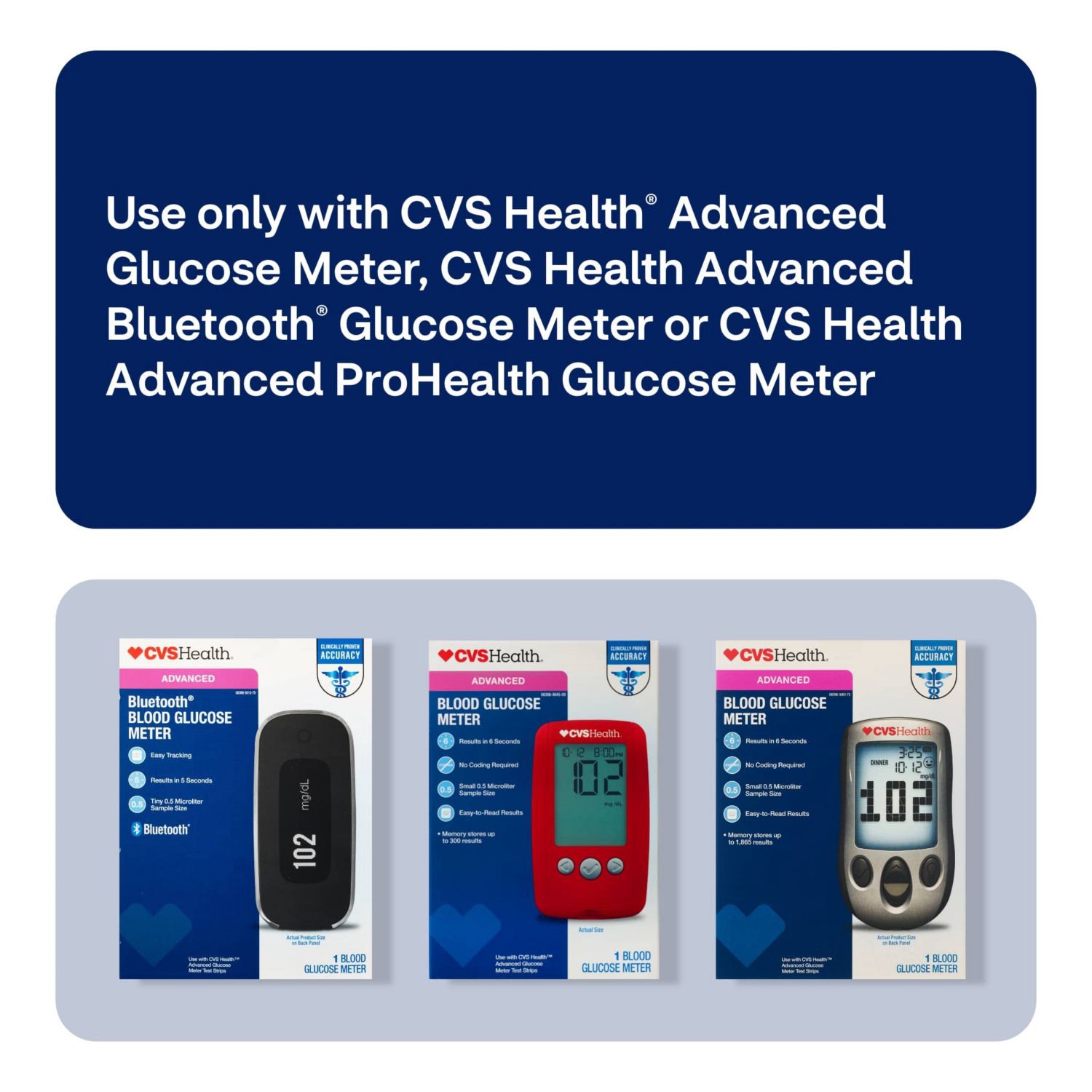 slide 3 of 10, CVS Health Advanced Glucose Meter Test Strips, 100 Ct, 1 ct