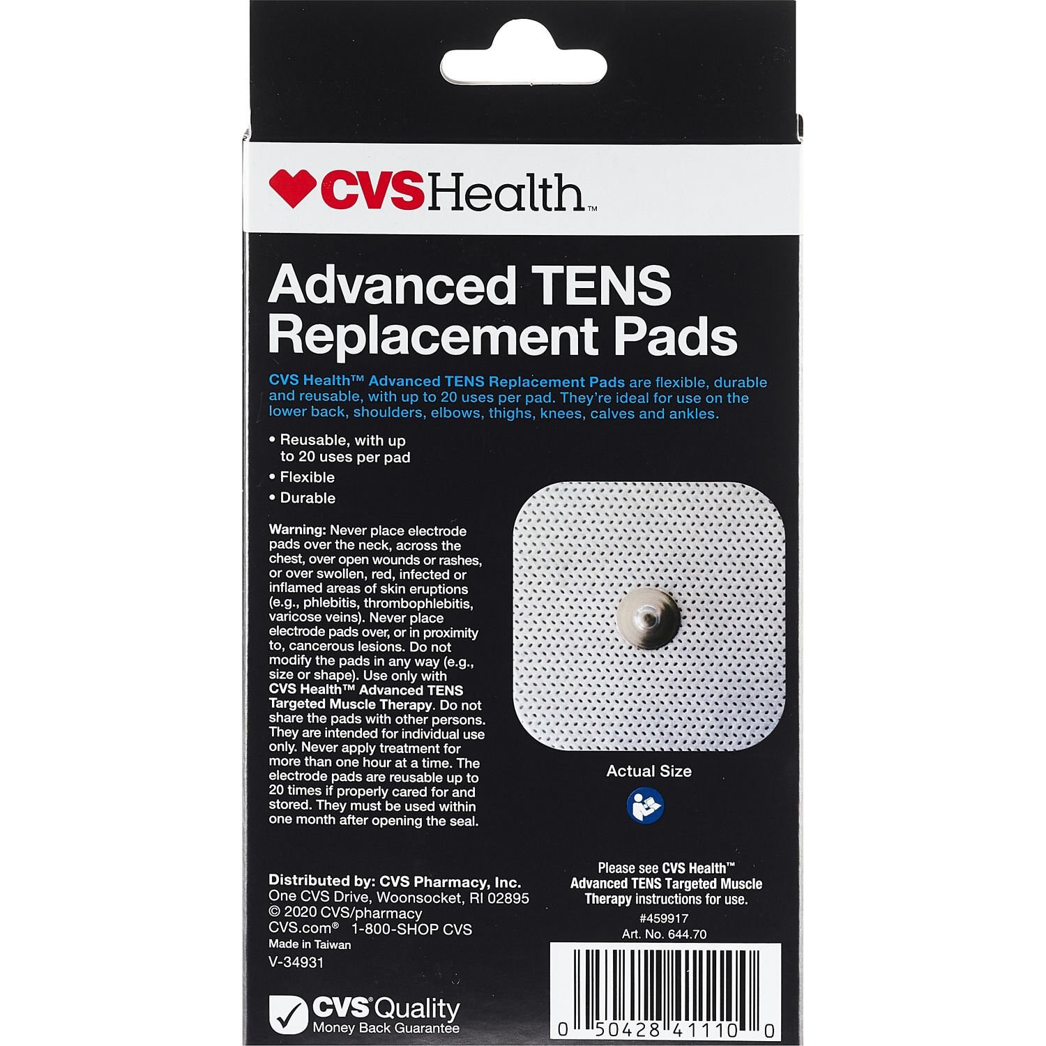 slide 2 of 2, CVS Health Advanced Tens Replacement Pads, 4 Ct, 1 ct