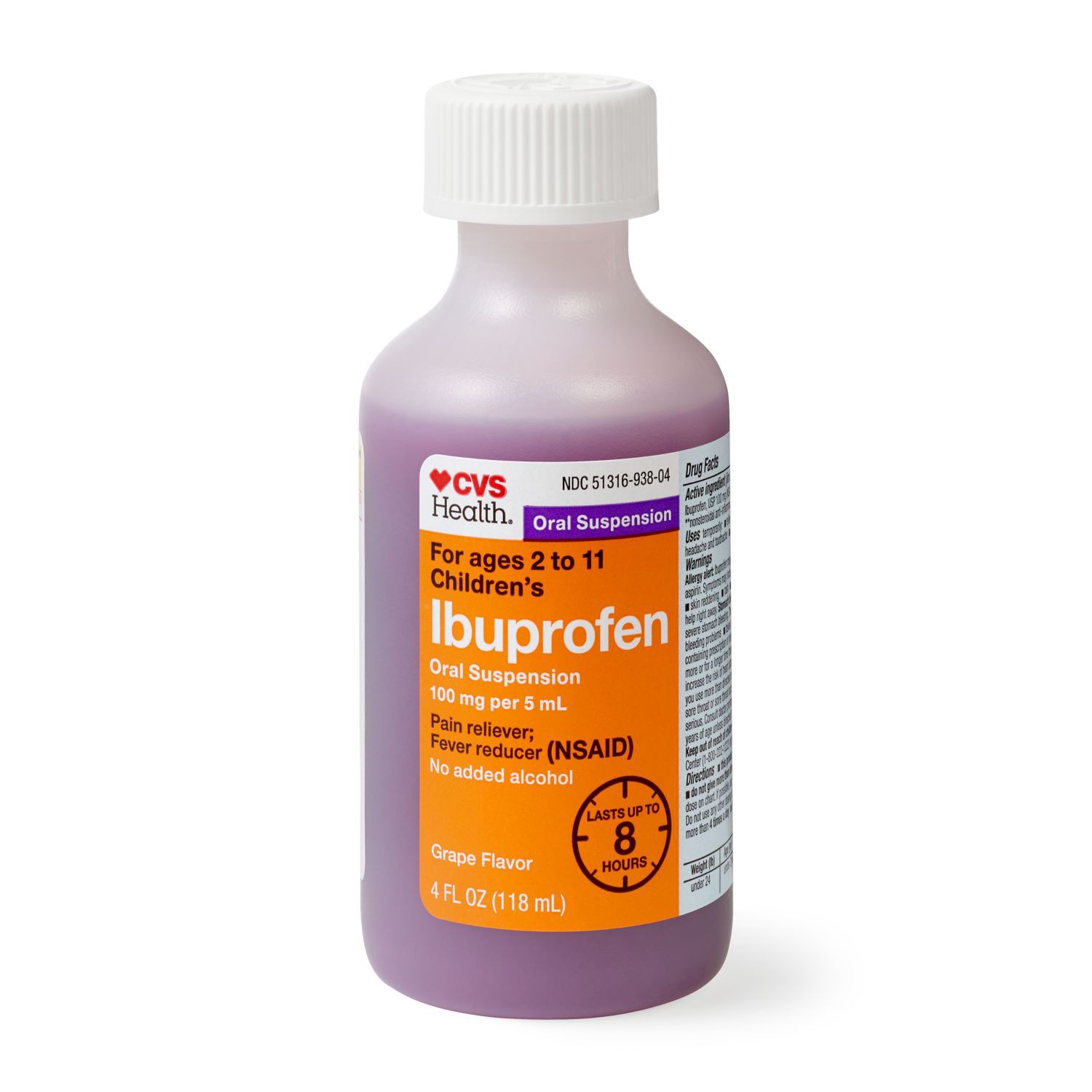 slide 4 of 5, CVS Health Children's Ibuprofen Pain Reliever & Fever Reducer (Nsaid) Oral Suspension, Grape, 4 Fl Oz, 1 ct