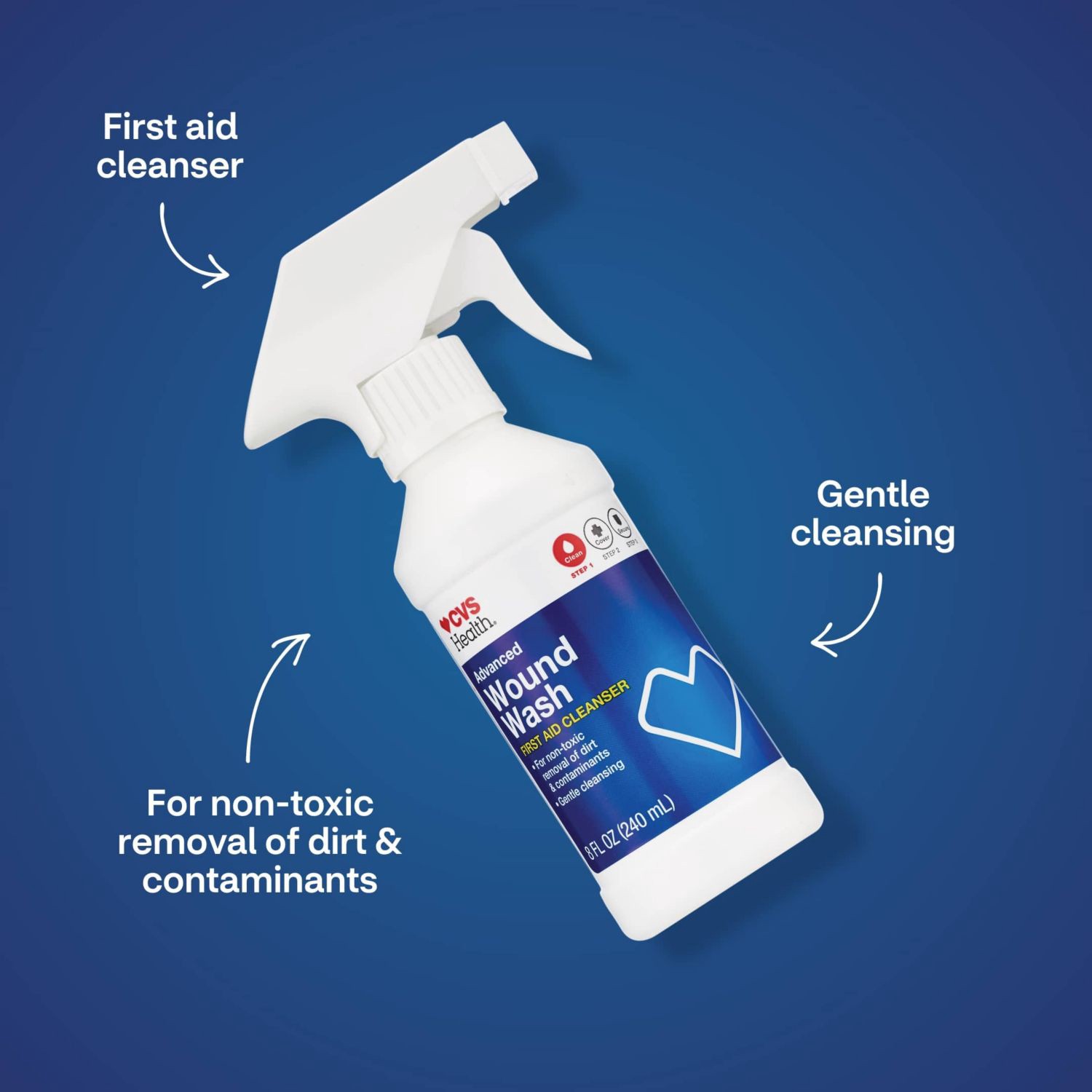 slide 4 of 7, CVS Health Advanced Wound Wash First-Aid Cleanser, 8 Oz, 1 ct