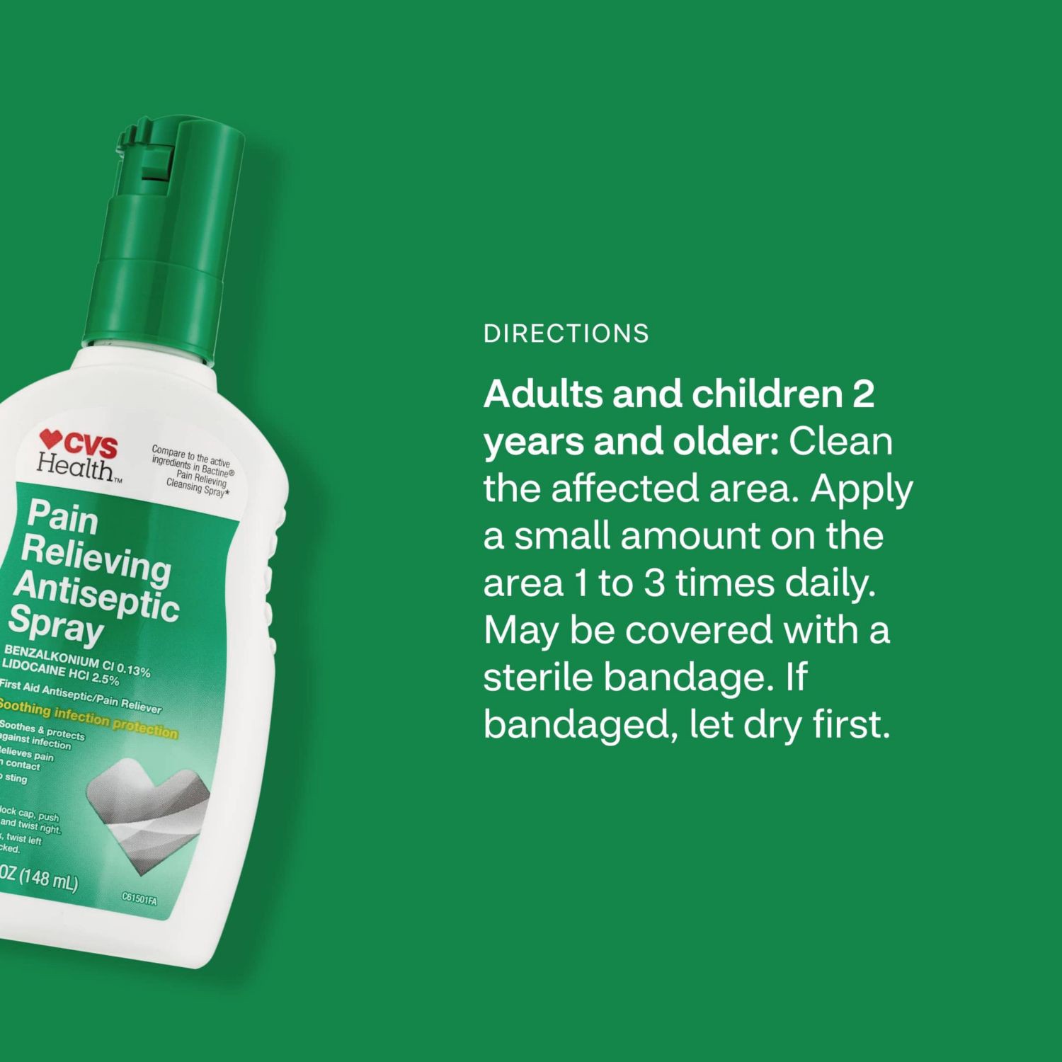 slide 8 of 9, CVS Health Pain Relieving Antiseptic Spray, 5 Oz, 1 ct