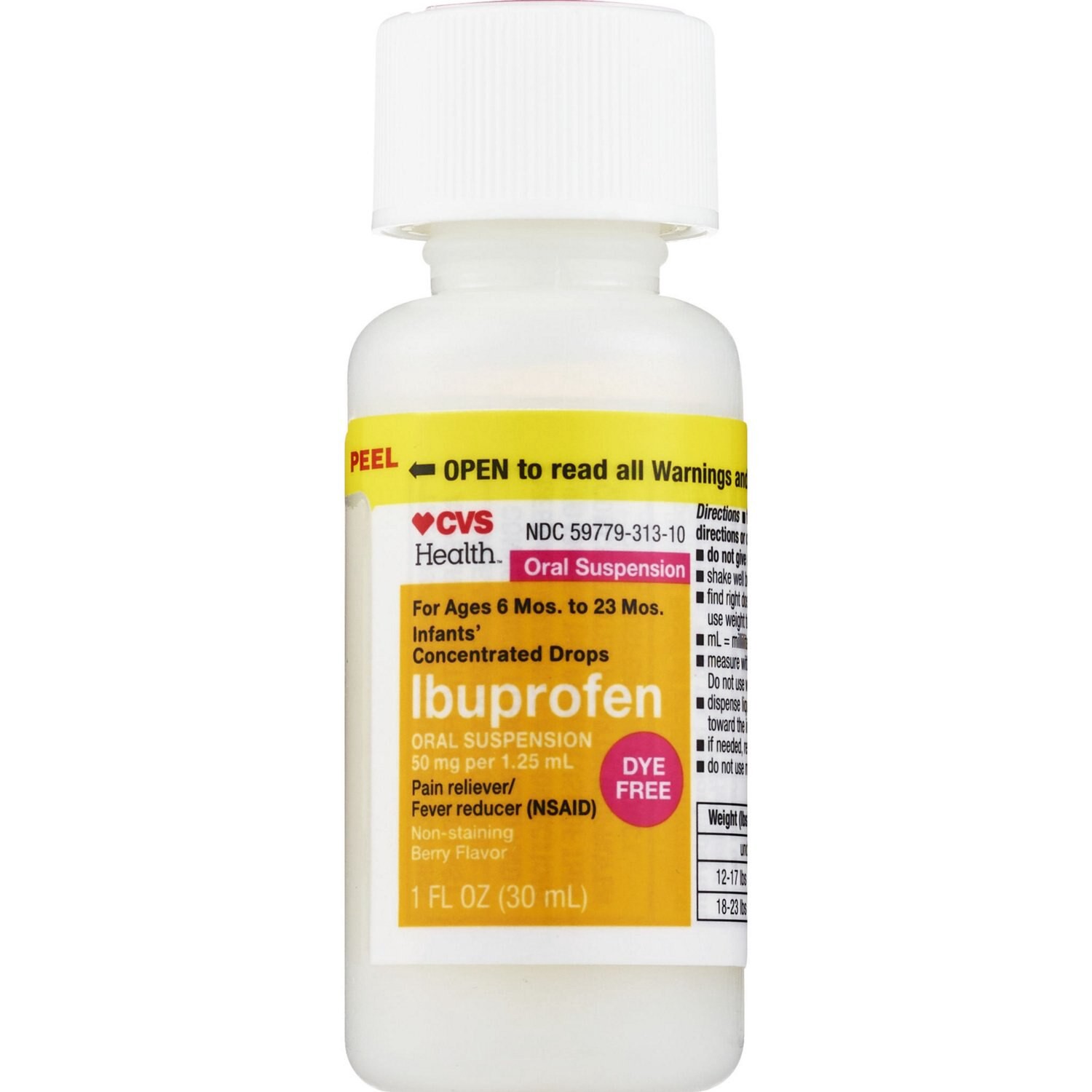 slide 4 of 6, CVS Health Infants' Ibuprofen Oral Suspension, Berry, 1 Oz, 1 oz