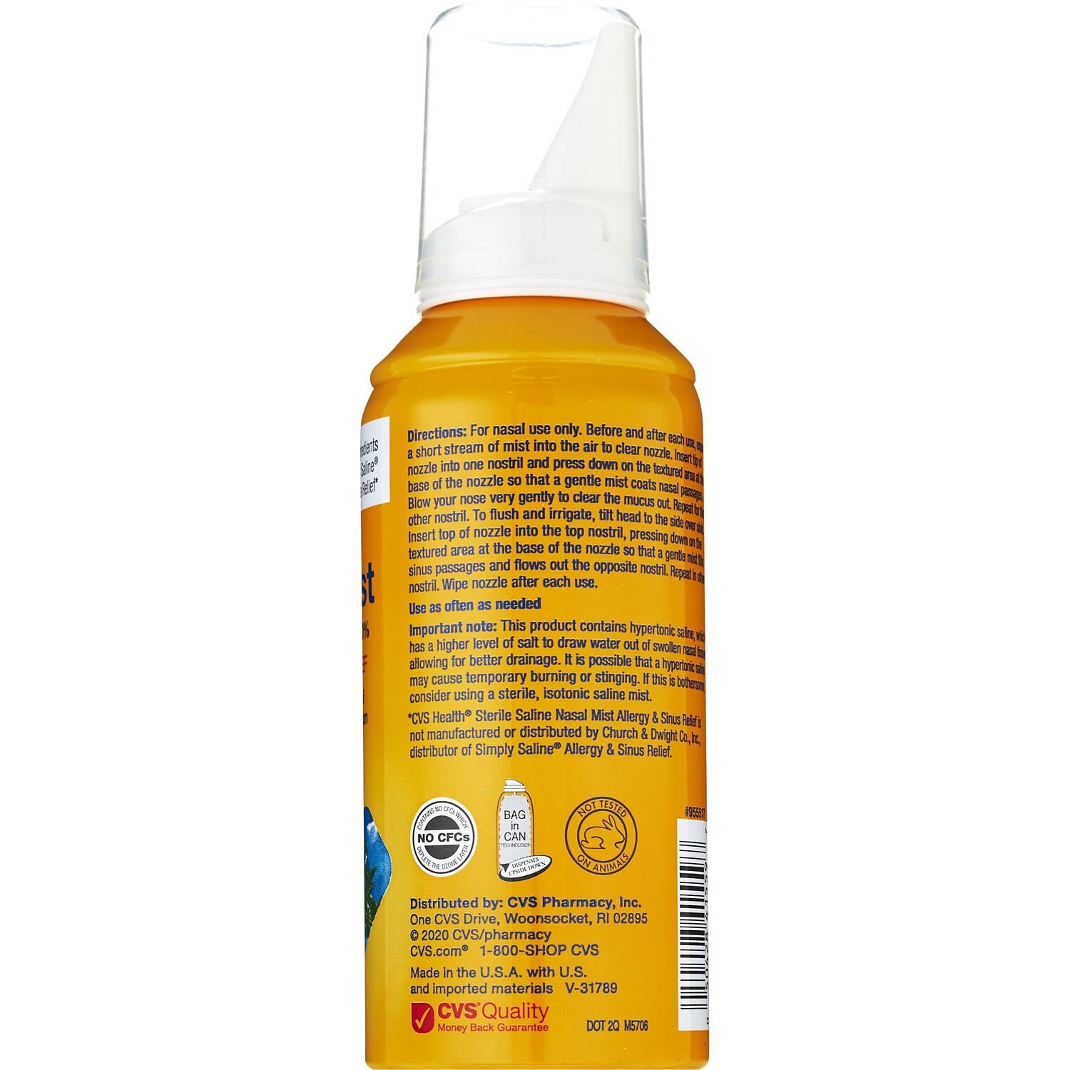 slide 5 of 5, CVS Health Allergy & Sinus Relief Sterile Saline Nasal Mist, 4.25 Oz, 1 ct