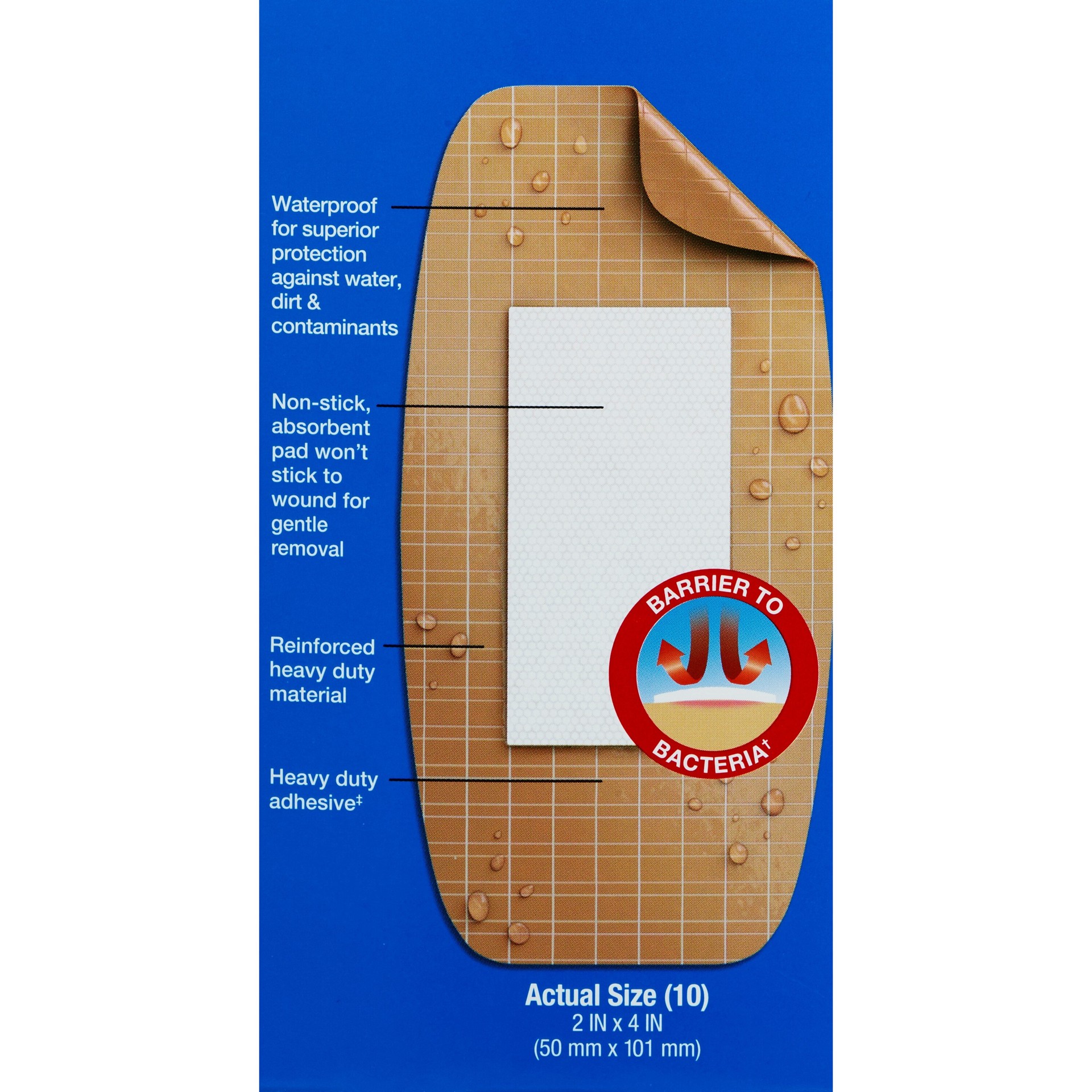 slide 4 of 13, CVS Health Heavy Duty Waterproof Anti-Bacterial Bandages, Extra Large, 10 Ct, 1 ct