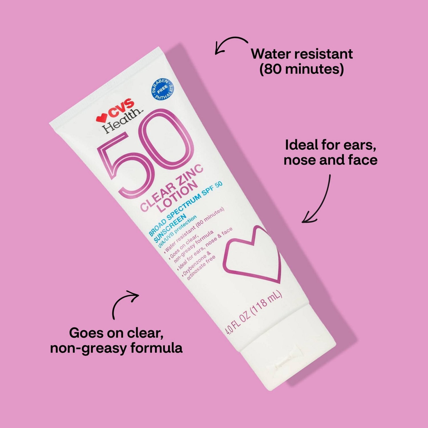 slide 9 of 9, CVS Health Clear Zinc Broad Spectrum Sun Lotion Spf 50, 2 Oz, 1 ct