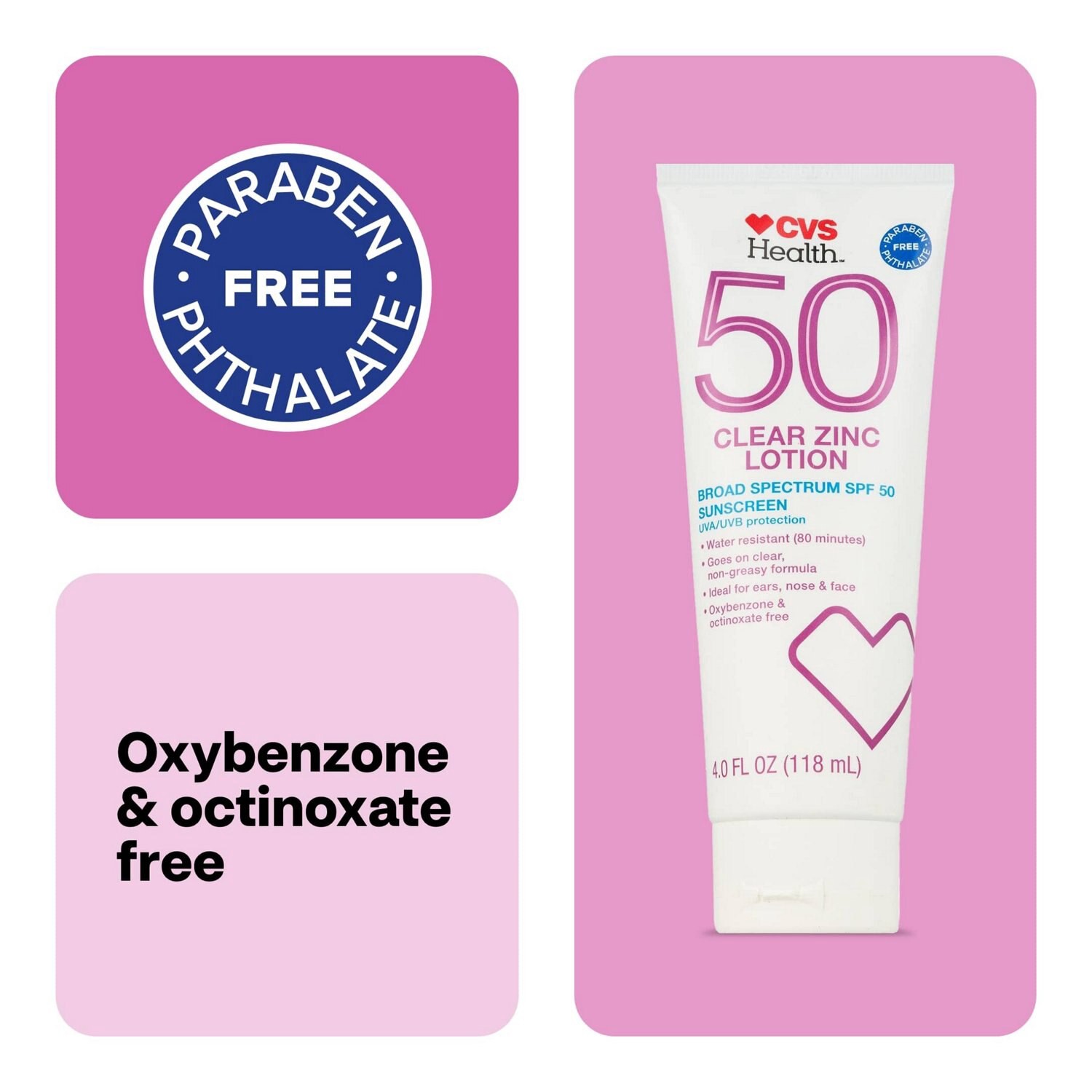 slide 6 of 9, CVS Health Clear Zinc Broad Spectrum Sun Lotion Spf 50, 2 Oz, 1 ct