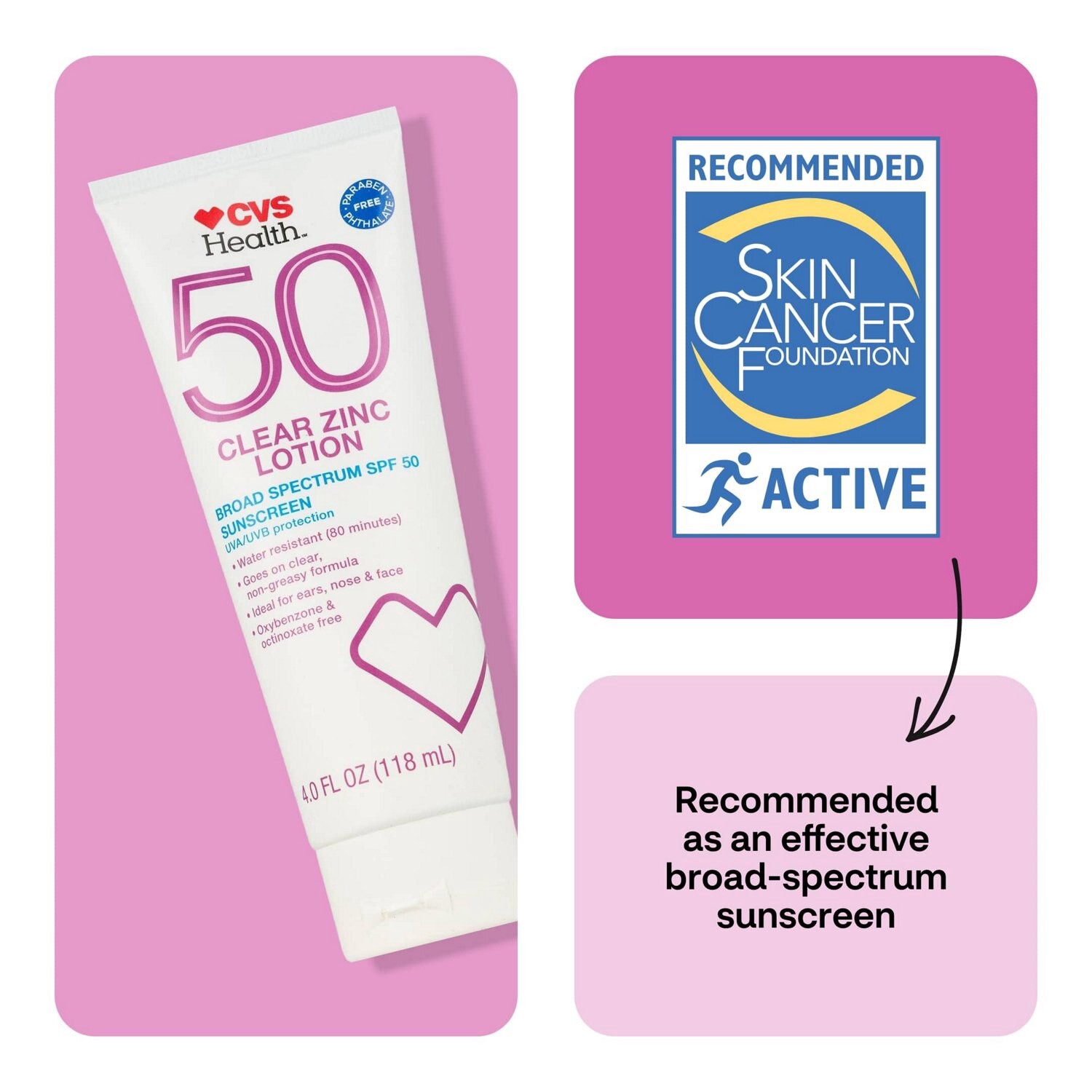 slide 3 of 9, CVS Health Clear Zinc Broad Spectrum Sun Lotion Spf 50, 2 Oz, 1 ct