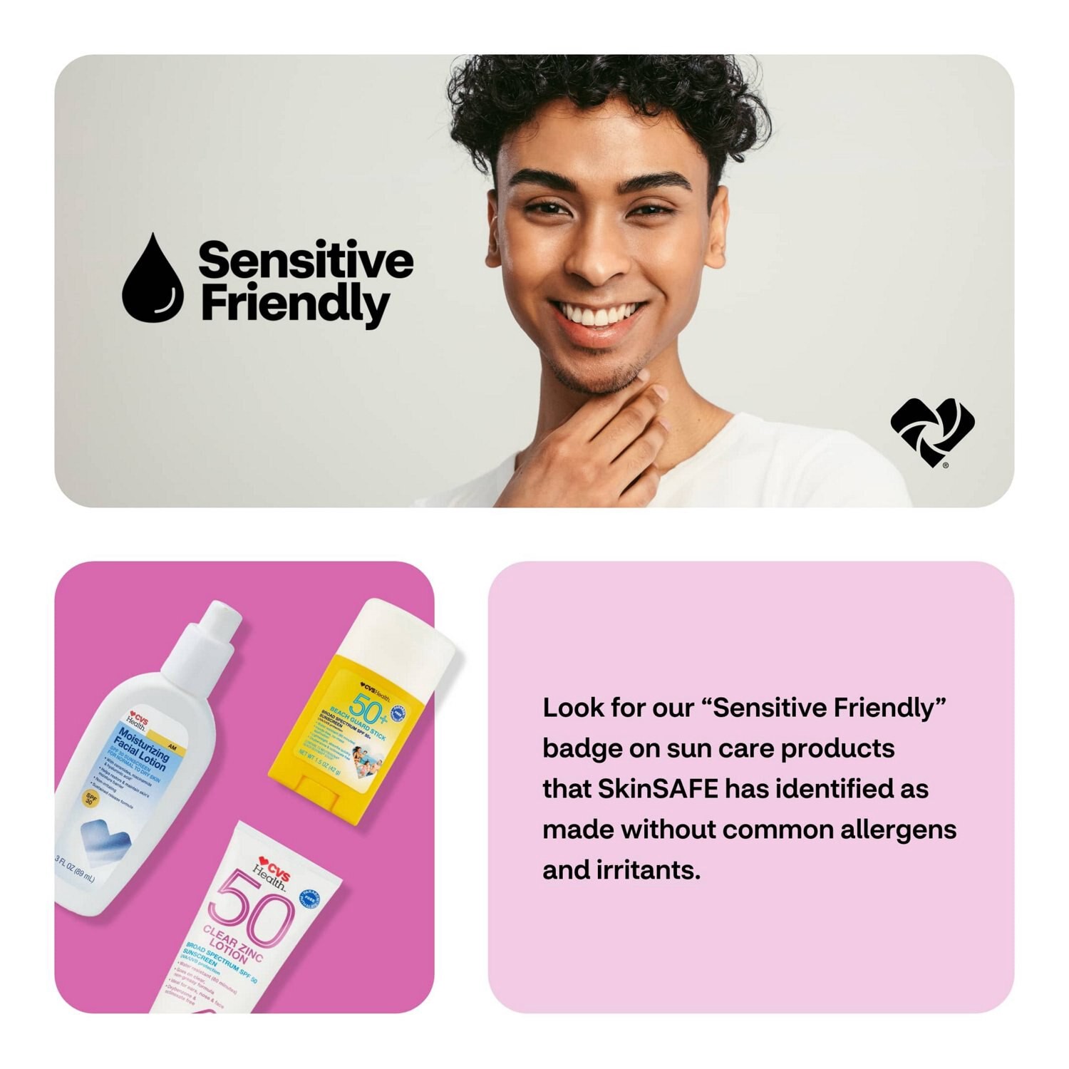 slide 8 of 9, CVS Health Clear Zinc Broad Spectrum Sun Lotion Spf 50, 2 Oz, 1 ct