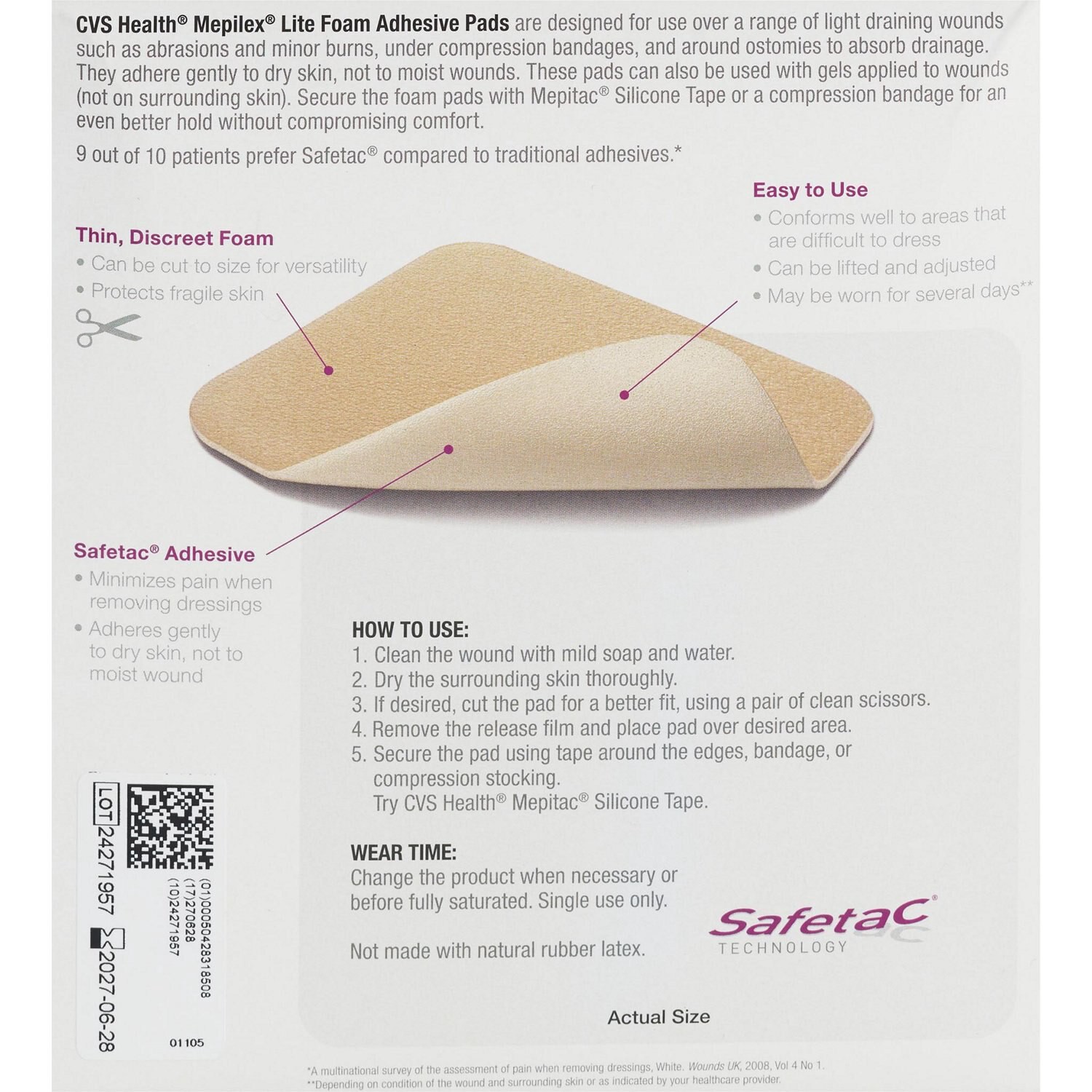 slide 2 of 3, Cvs Health Sterile Foam Adhesive Pads, 3Ct, 1 ct