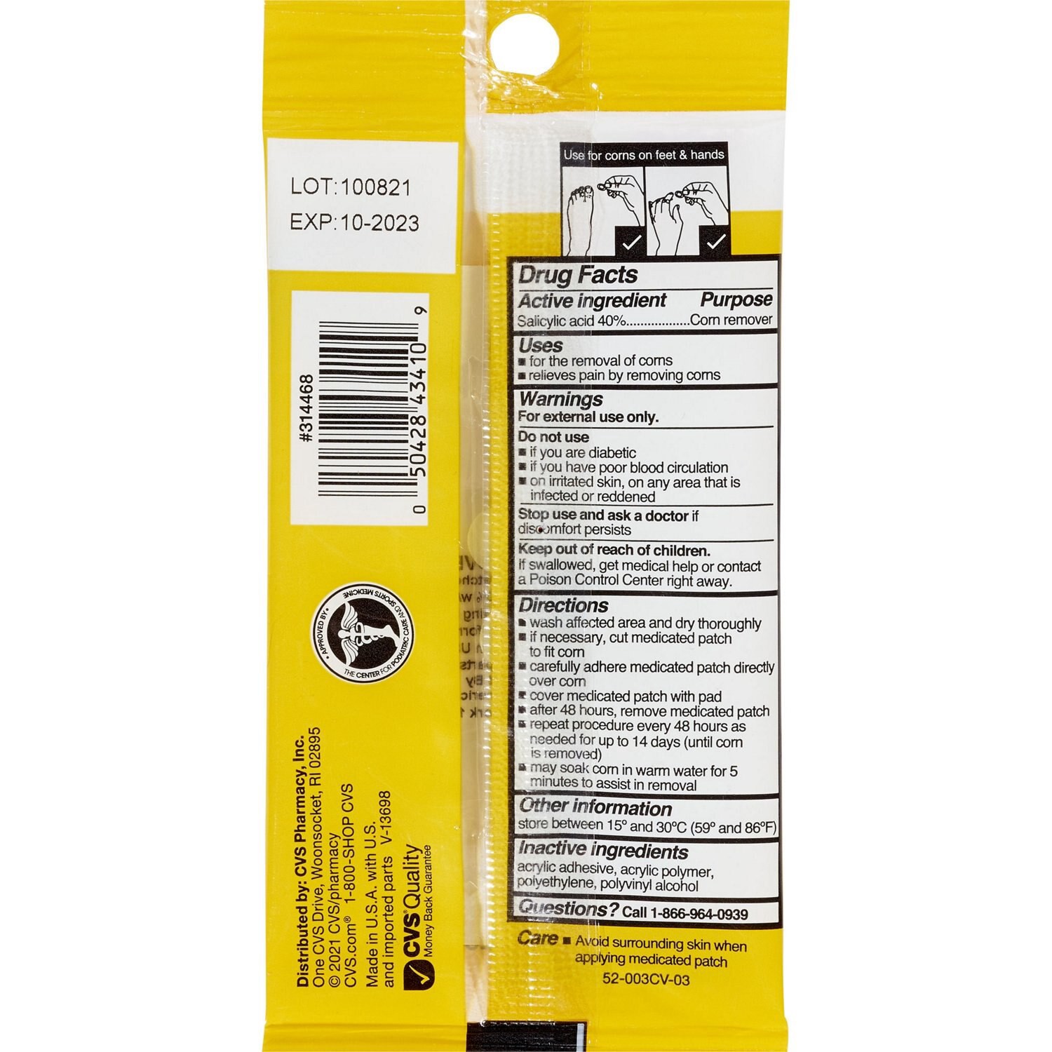 slide 3 of 3, CVS Health Medicated Corn Removers With Salicylic Acid, Regular, 1 ct