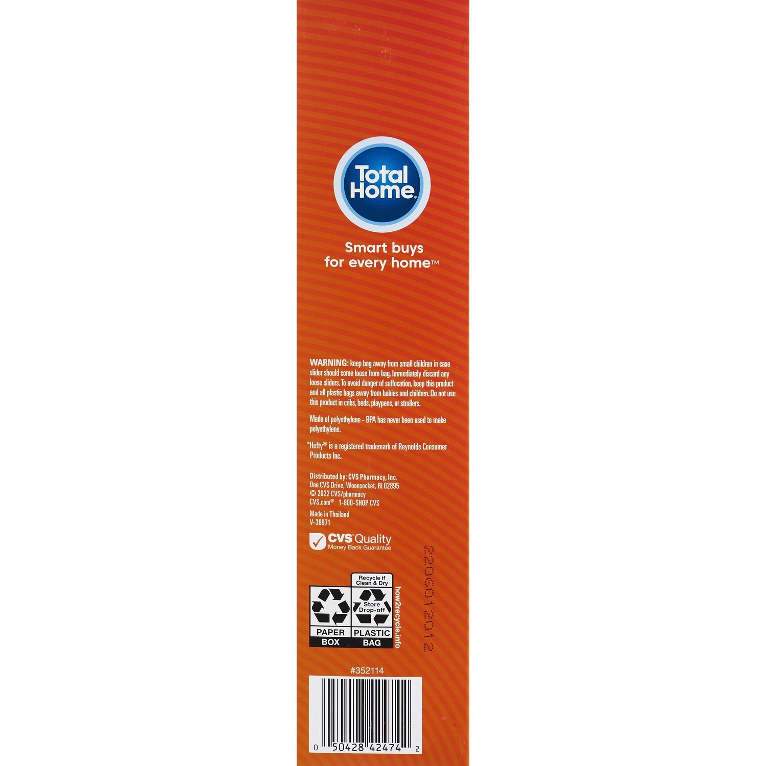 slide 5 of 5, Total Home Gallon Freezer Bags With Easy-Close Slider, 10 Ct, 1 ct