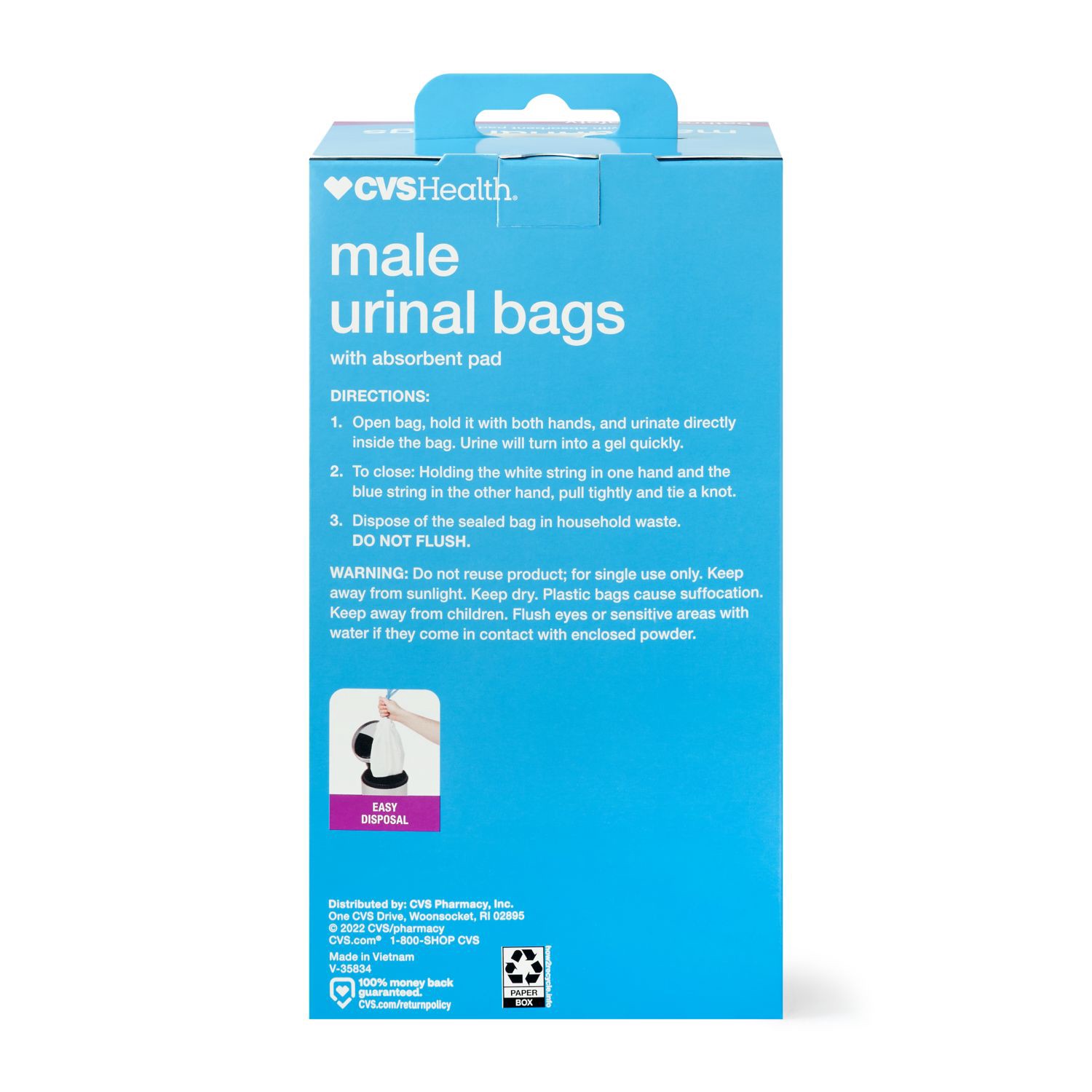slide 3 of 5, CVS Health Male Urinal Bag, 12 Ct, 1 ct