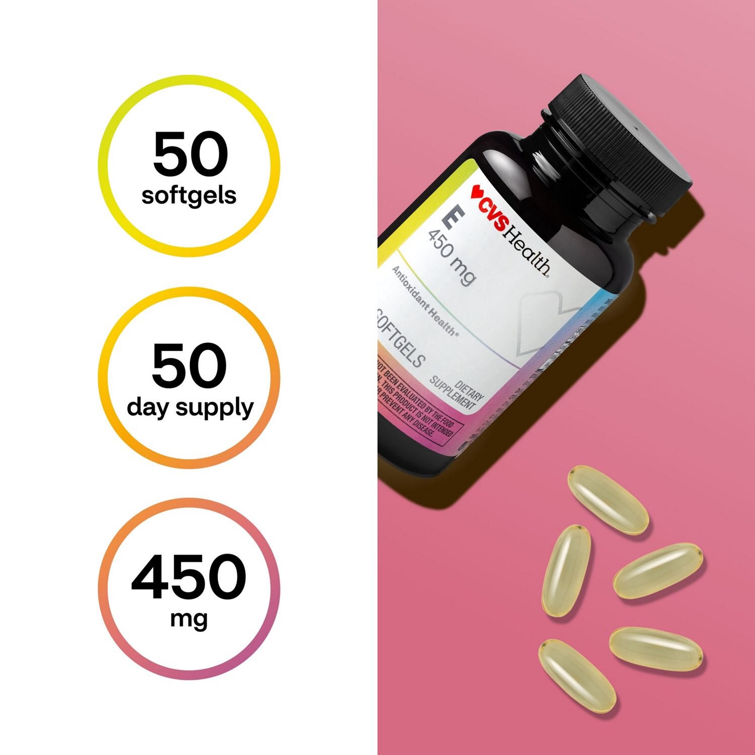 slide 3 of 11, CVS Health Vitamin E Softgels, 50 Ct, 1 ct
