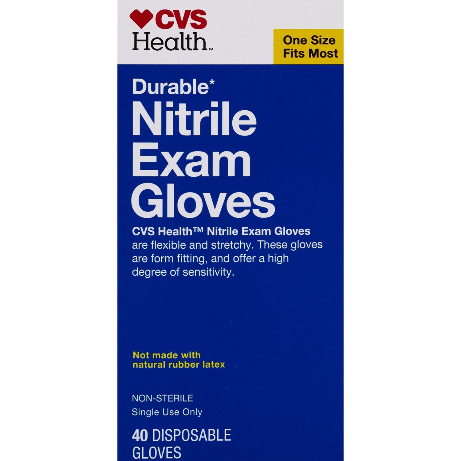 slide 3 of 4, CVS Health Durable Nitrile Exam Gloves, One Size Fitst Most, 40 Ct, 1 ct