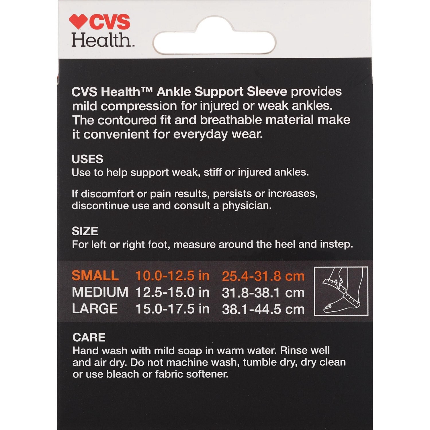 slide 4 of 5, CVS Health Ankle Support Sleeve, Small, 1 ct