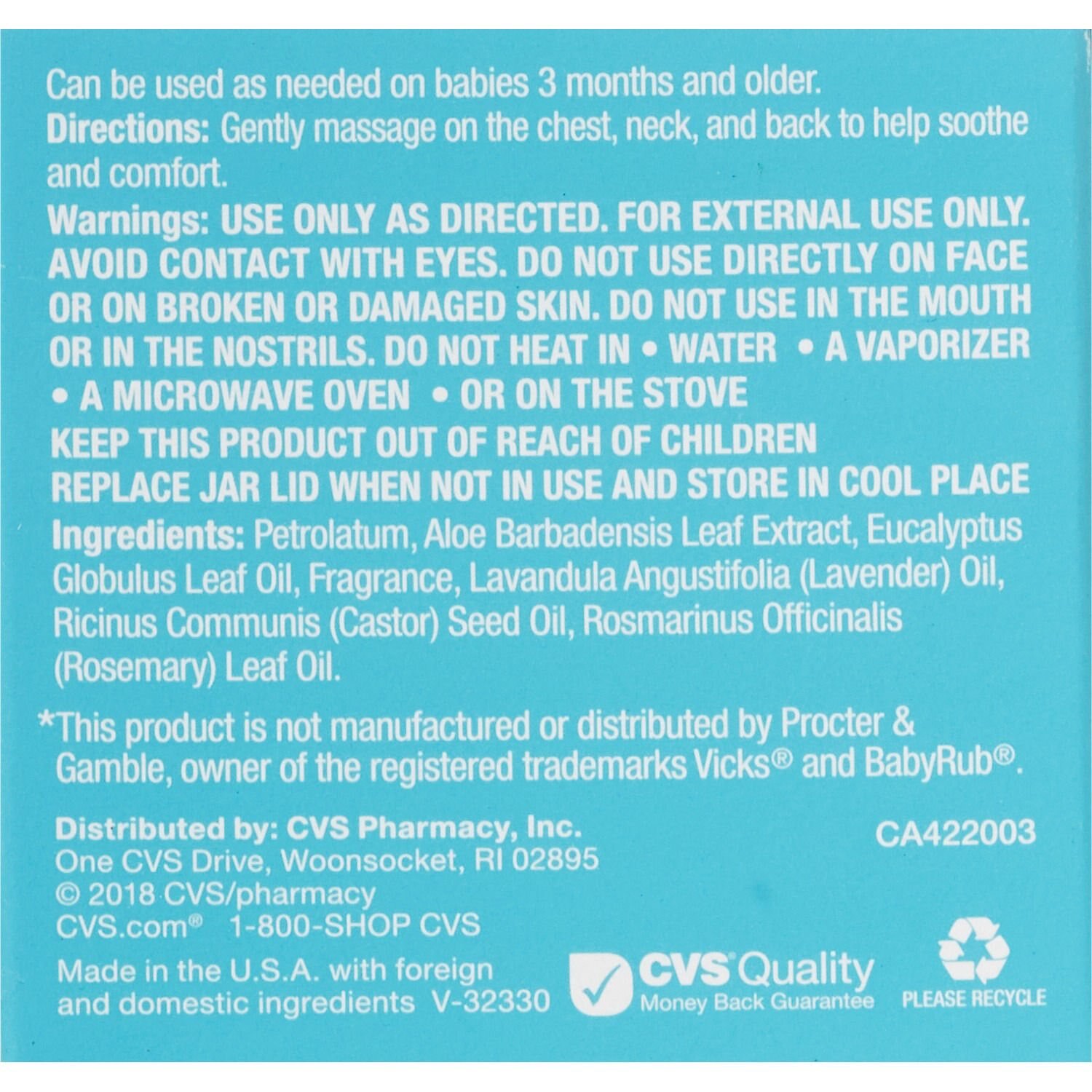 slide 4 of 4, CVS Health Infant Rub, 1.76 Oz, 1 ct