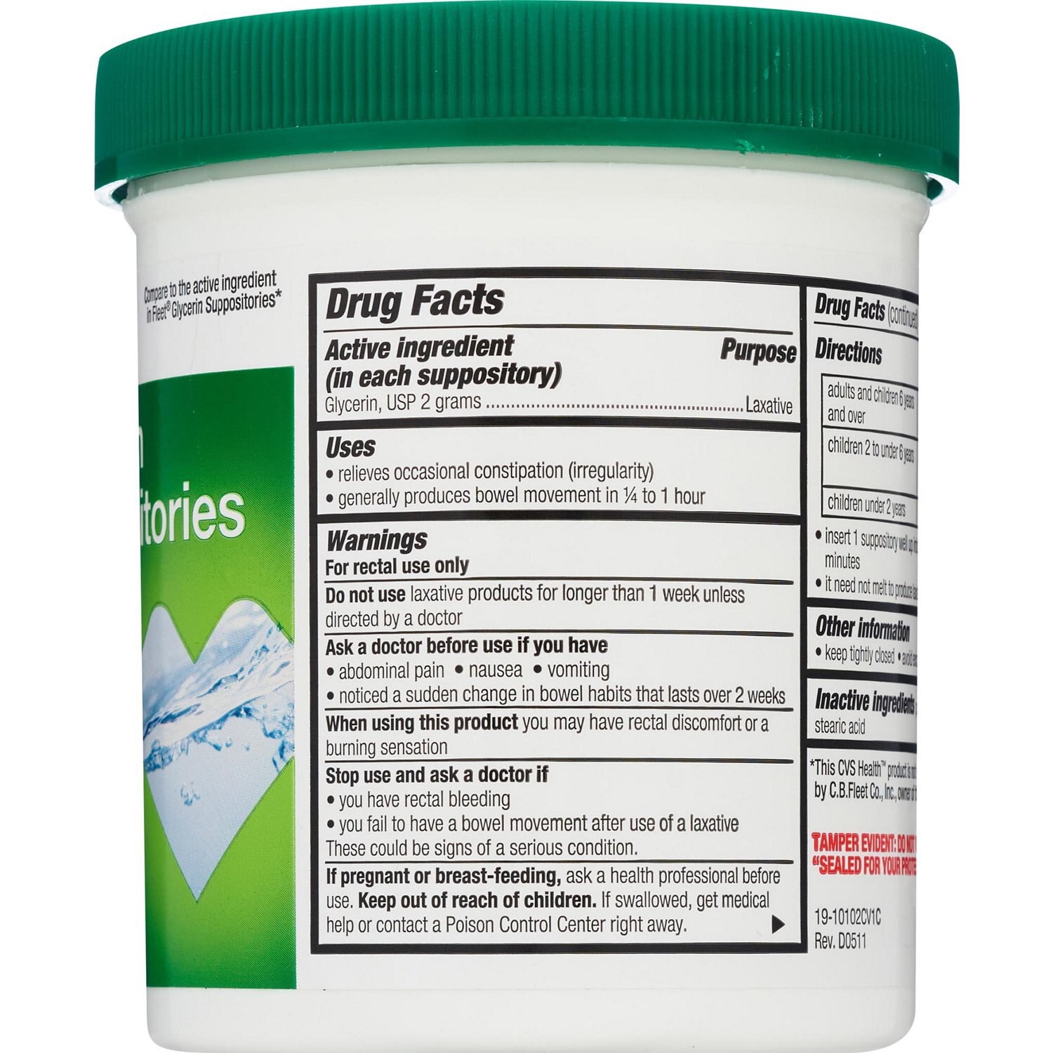 slide 4 of 5, CVS Health Glycerin Suppositories Adult Size, 100 Ct, 1 ct