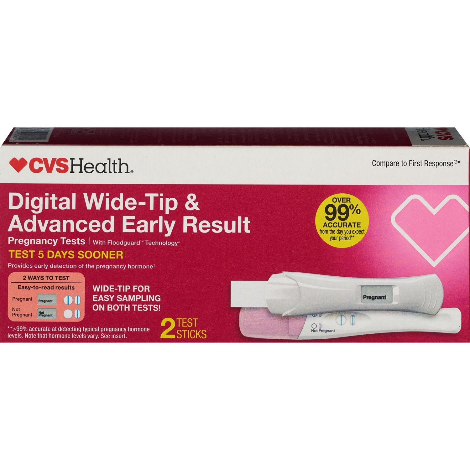 slide 3 of 4, CVS Health Digital + Early Result Pregnancy Test Kit, 2 Ct, 2 ct