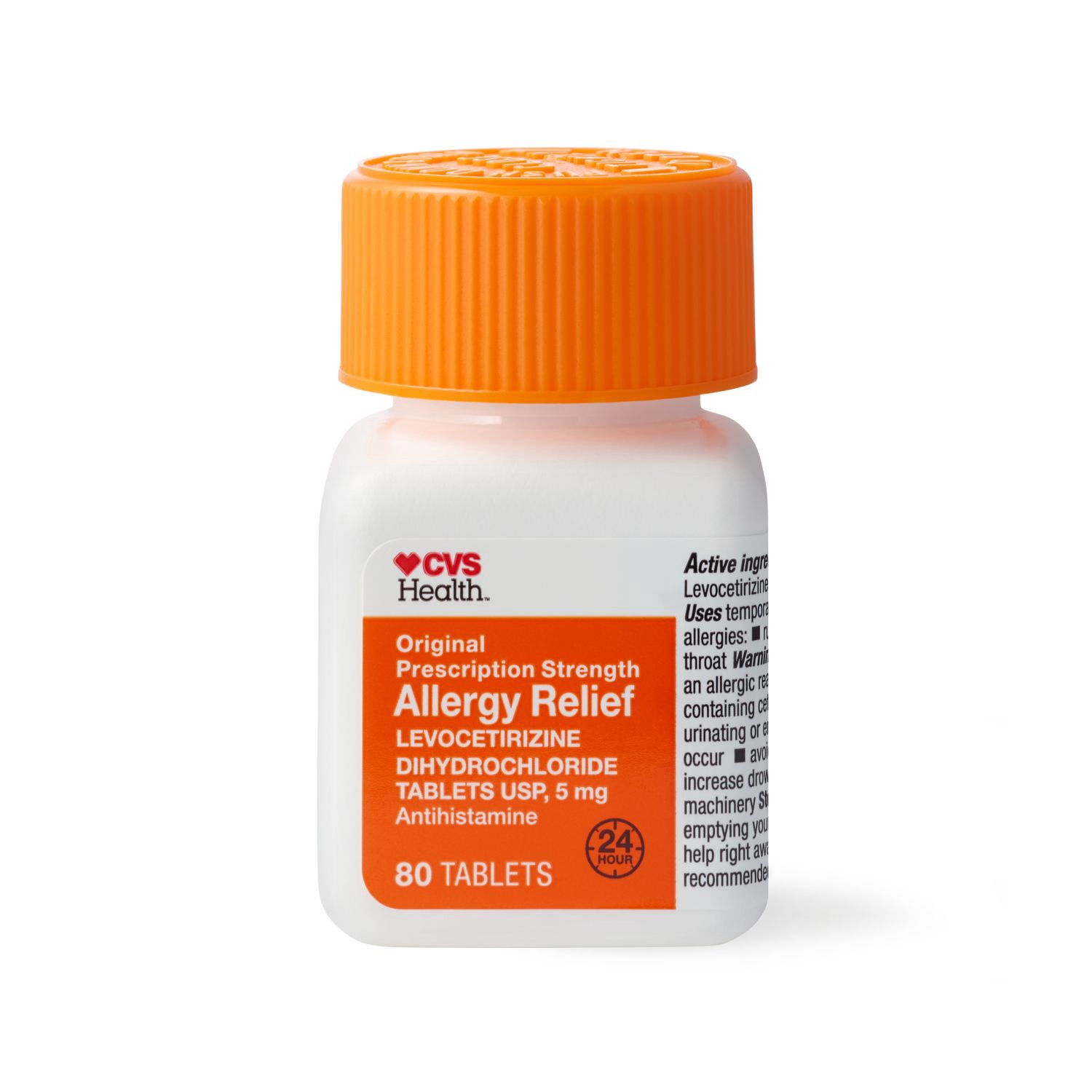 slide 5 of 6, CVS Health 24Hr Allergy Relief Levocetirizine Dihydrochloride Tablets, 80 Ct, 80 ct
