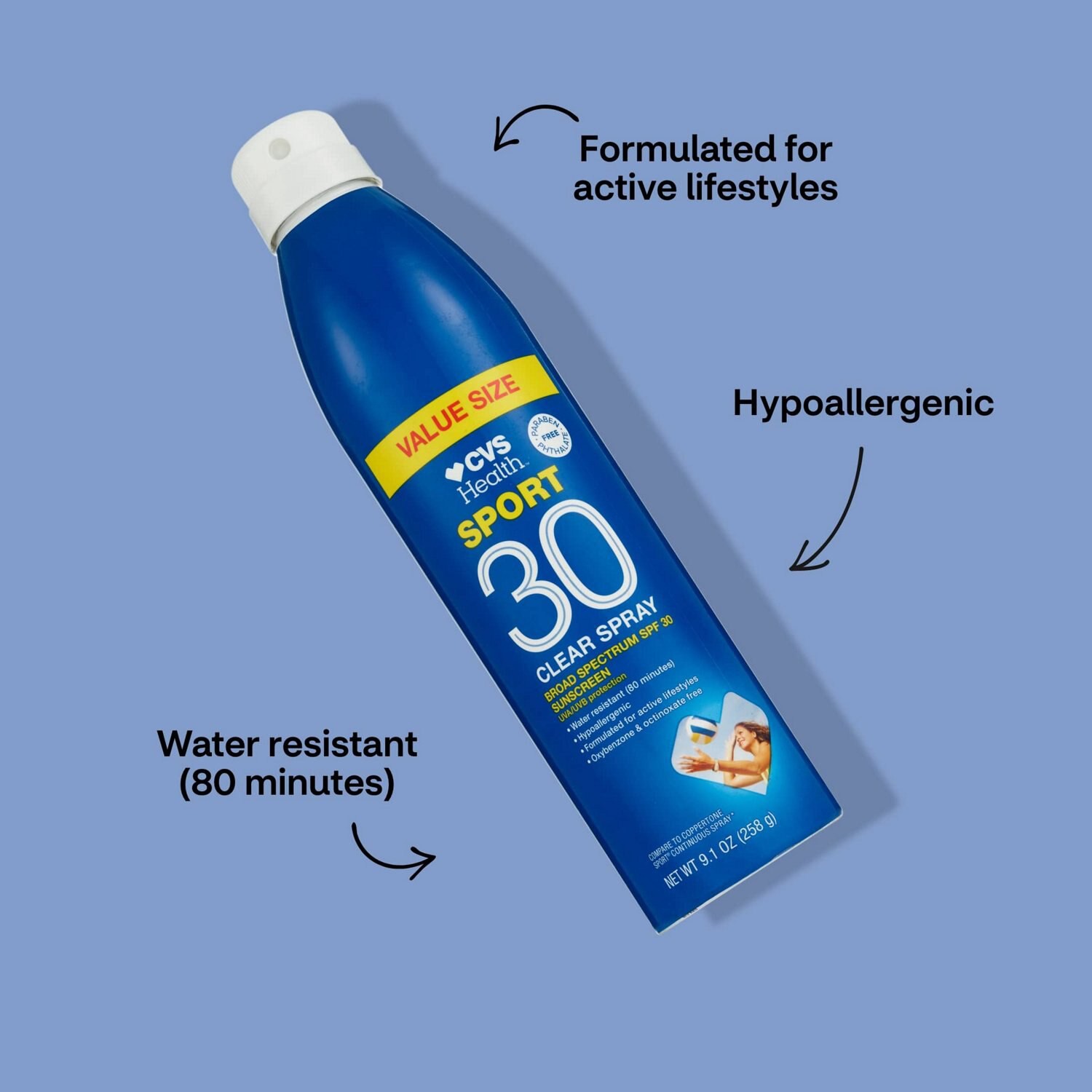 slide 9 of 10, CVS Health Cvs Pharmacy Sport Sunblock Continuous Spray Spf 30, 10 Oz, 1 ct