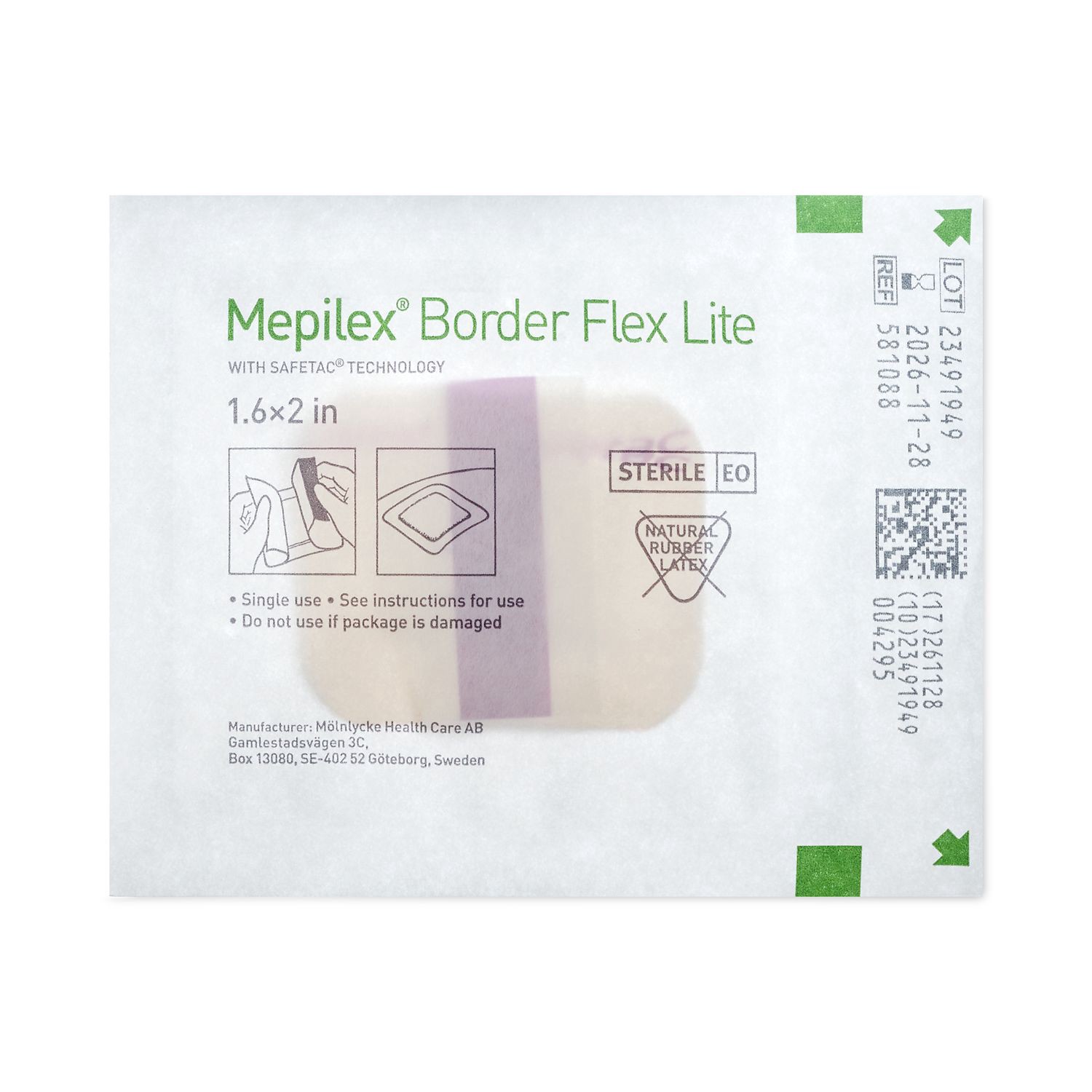 slide 5 of 8, Cvs Health Mepilex Border Lite Foam Adhesive Sterile Dressings, 1.6 In X 2 In, 3 Ct, 3 ct