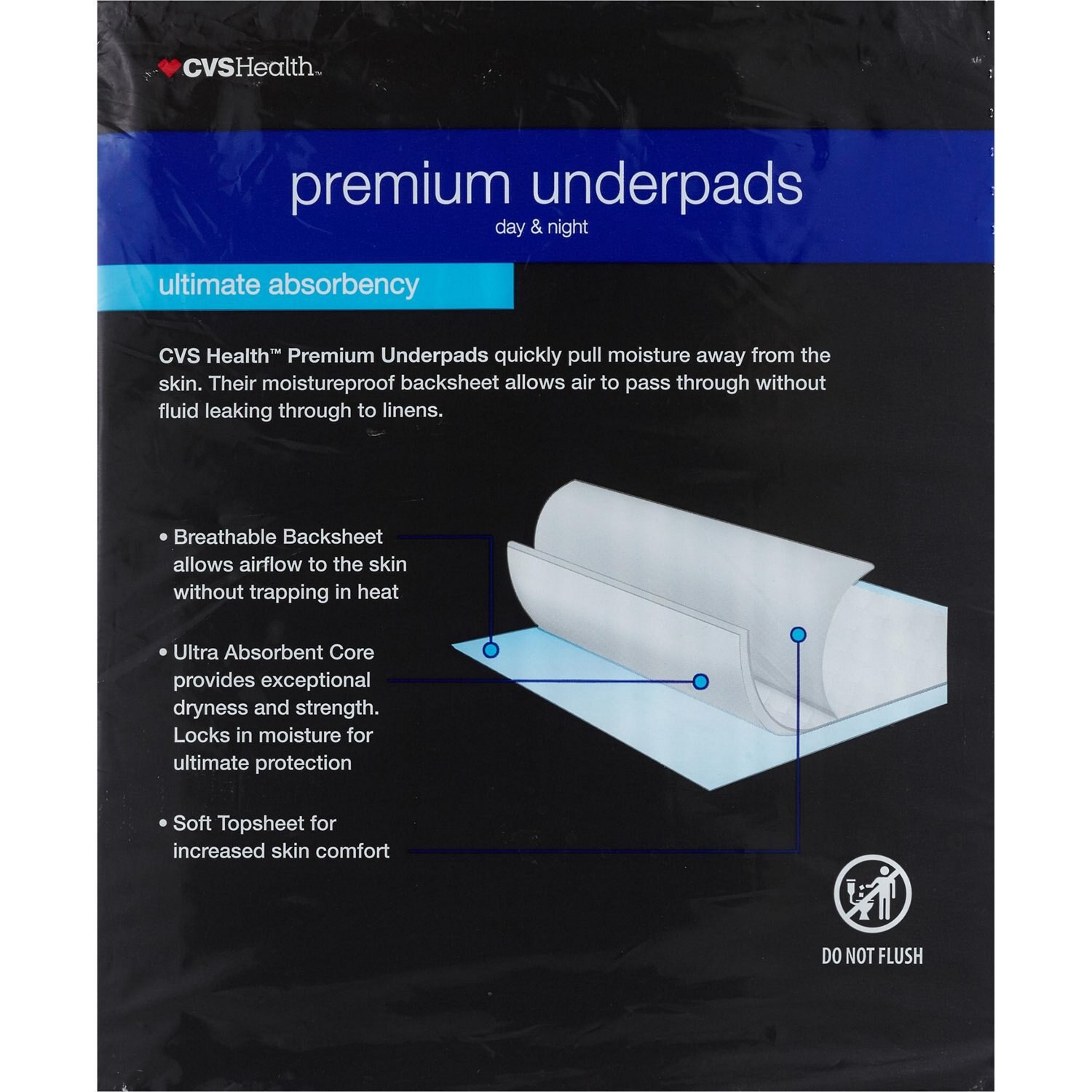 slide 4 of 4, CVS Health Premium Underpads, 8 Ct, 1 ct