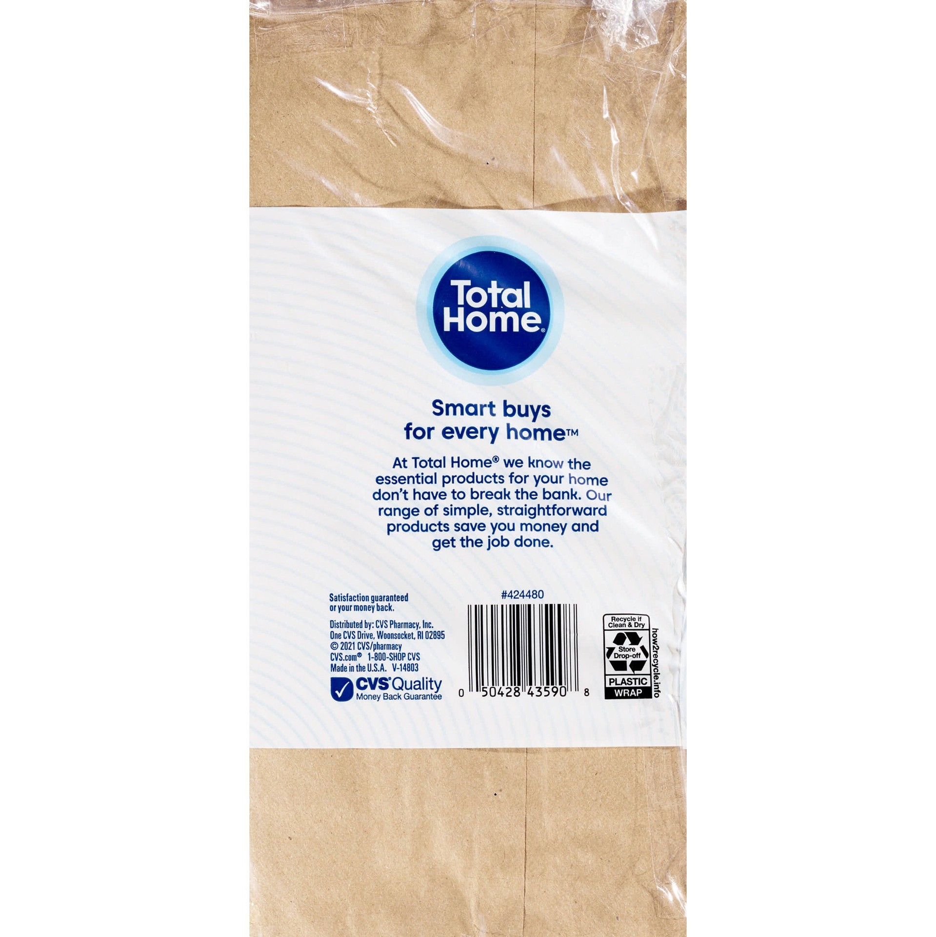 slide 2 of 2, TOTAL HOME JUST THE BASICS Just The Basics Paper Lunch Bags 5 1/4"X3 1/8"X10 5/8" Brown, 1 ct