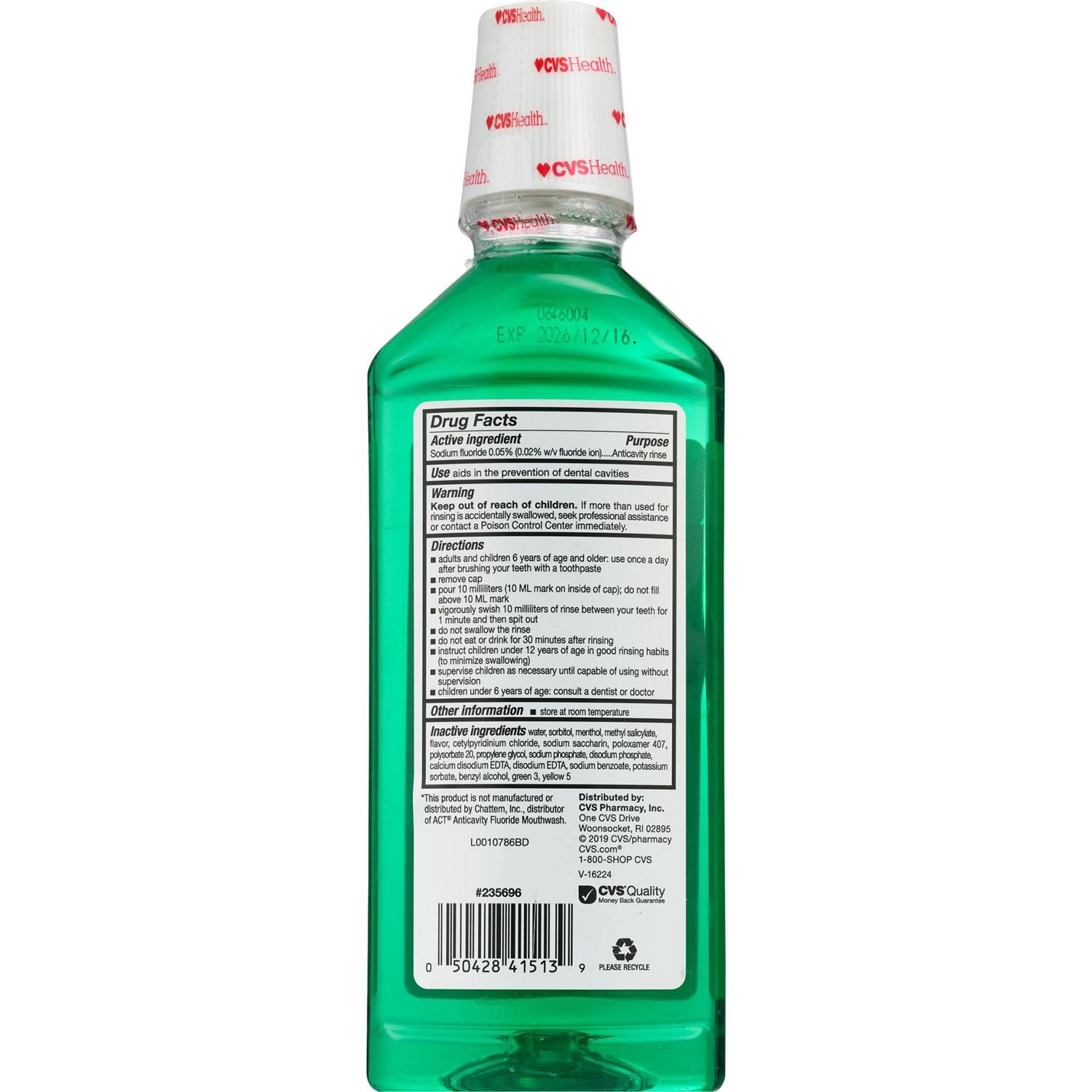 slide 2 of 4, CVS Health Anticavity Alcohol Free Fluoride Rinse, Mint, 18 Oz, 1 ct