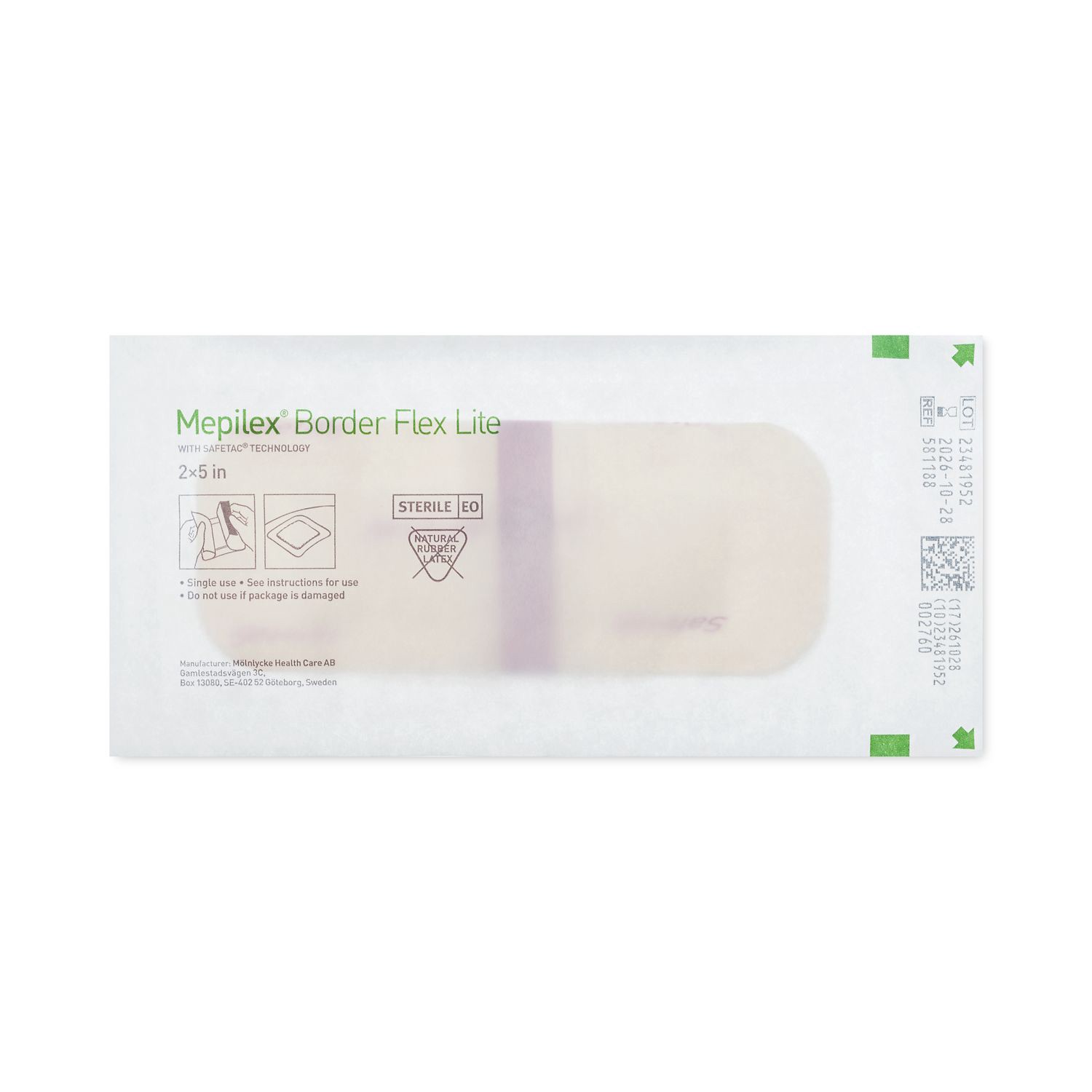 slide 6 of 7, Cvs Health Mepilex Border Lite Foam Adhesive Sterile Dressings, 2 In X 5 In, 3 Ct, 3 ct
